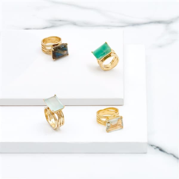 Neola Pietra Gold Cocktail Ring With Aqua Chalcedony In Cocktail