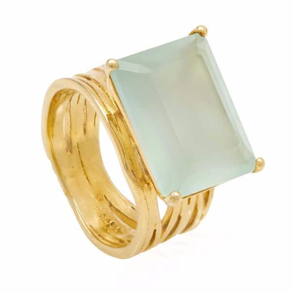 Neola Pietra Gold Cocktail Ring With Aqua Chalcedony In Cocktail
