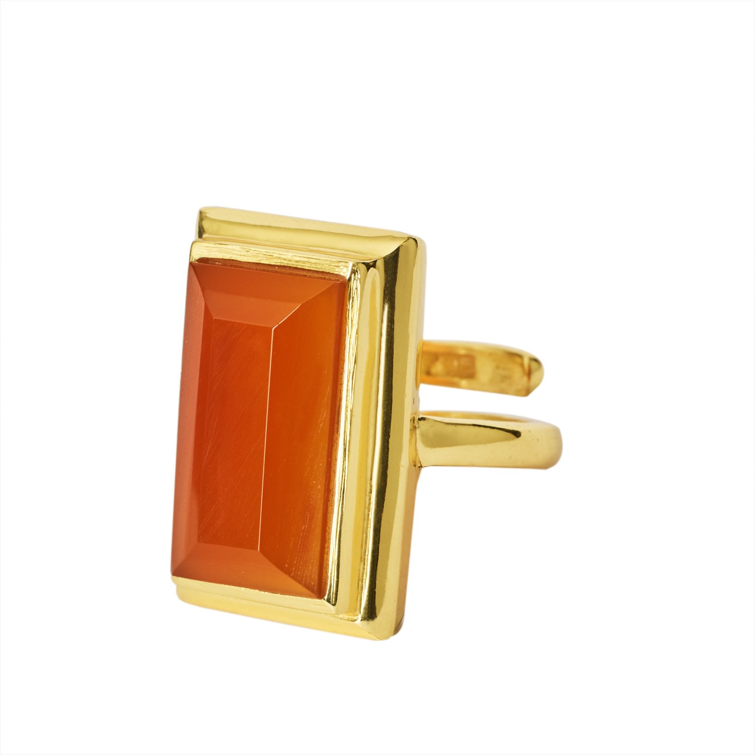 Women’s Red / Gold / Yellow My Rock Gold Vermeil Red Onyx Adjustable Ring Yaa Yaa London