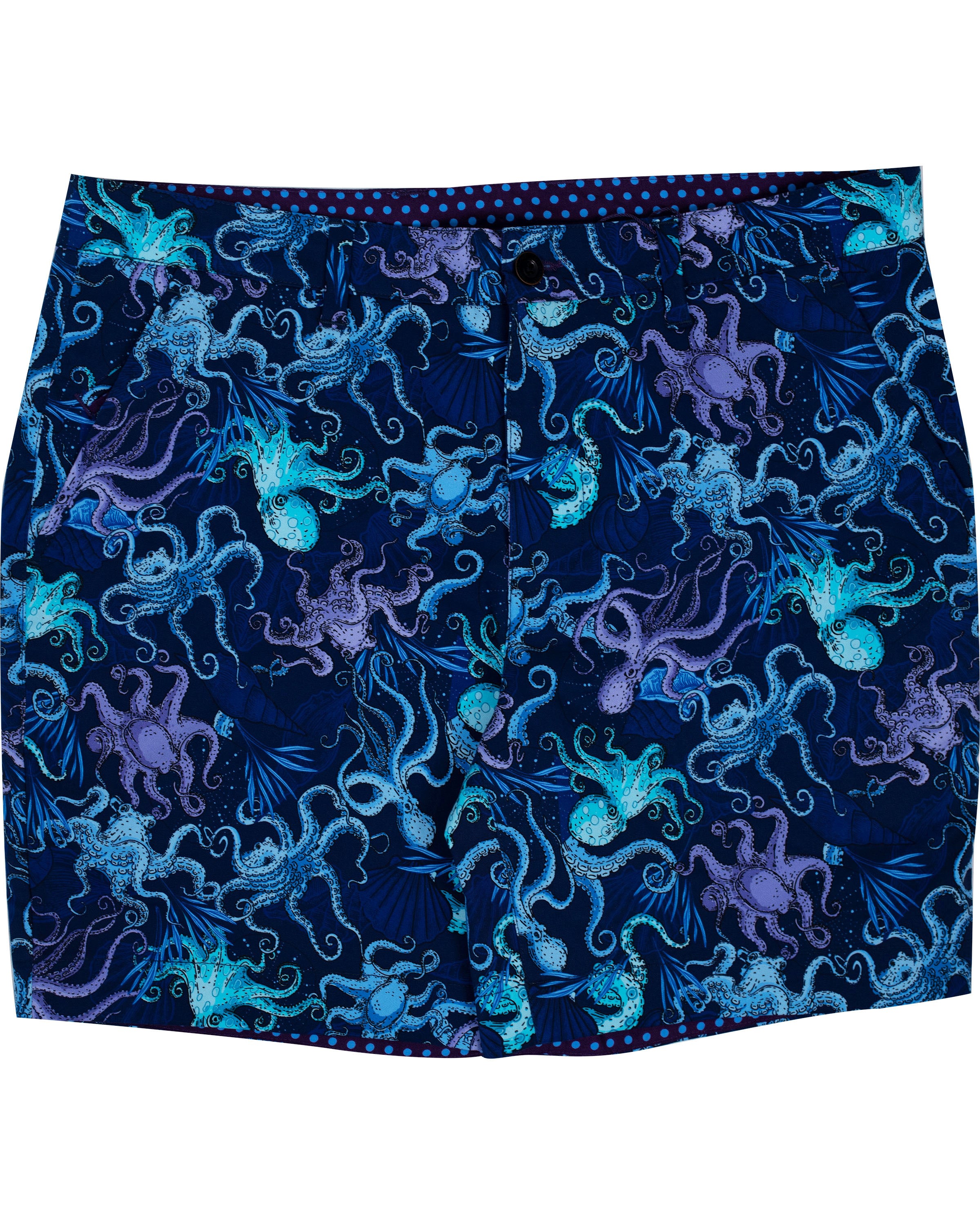 Men’s Green / Blue / Pink Edward Octopus Party Shorts - Navy 31" Lords of Harlech