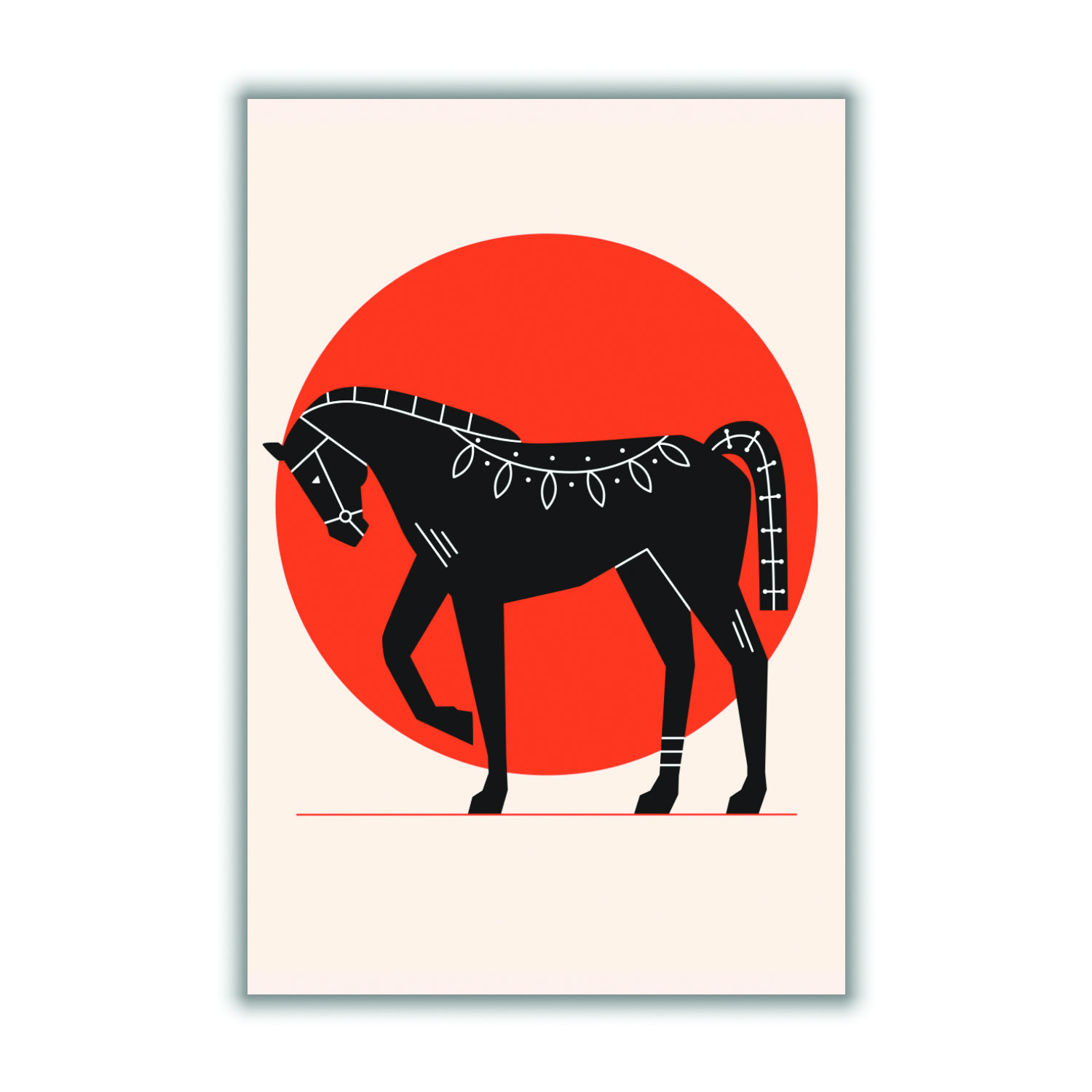 Red Proud Horse A3 297 X 420Mm Stanley Print House