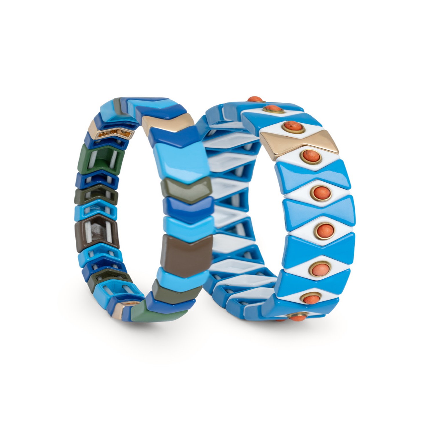 Saachi Women's Evil Eye Stretch Blue Bracelet Set In Brown