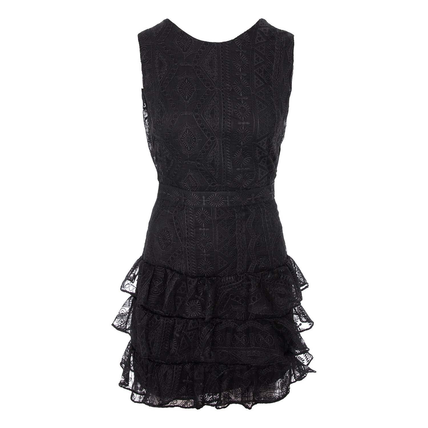 Monarh Women's Black / Red / White Pixie Ruffle Mini Silk Dress In Black/red/white
