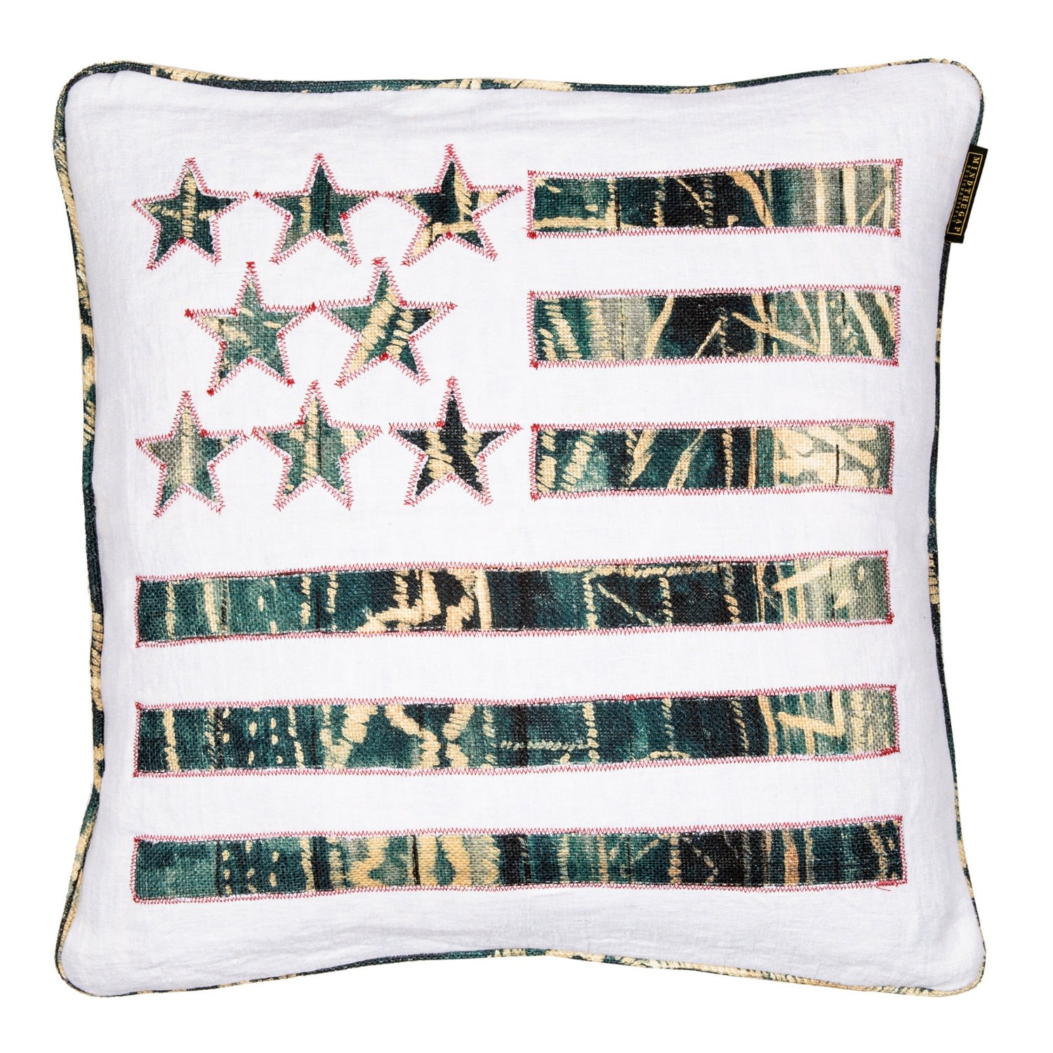 Neutrals / Blue / White Stars And Stripes Linen Cushion By Mindthegap