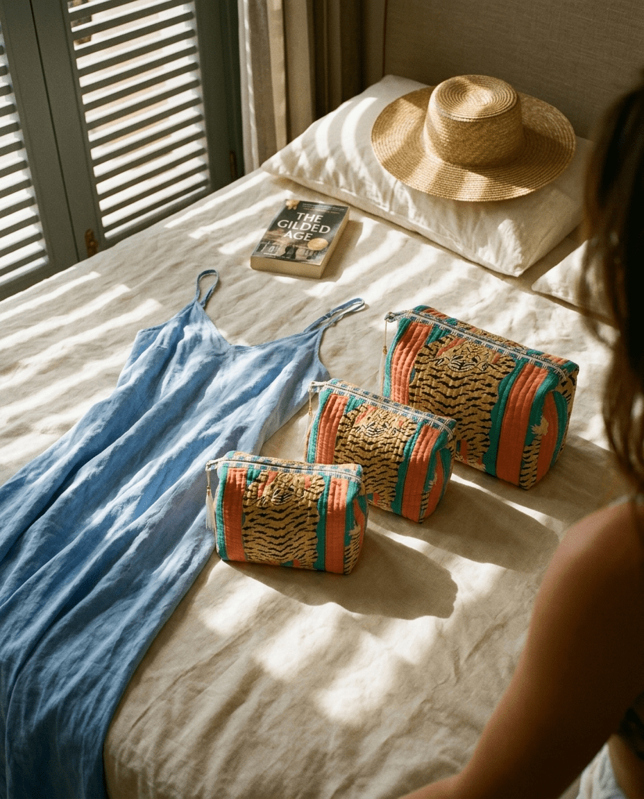 Tibetan Tiger Three Piece Travel Set - Peach And Green | Conscious
