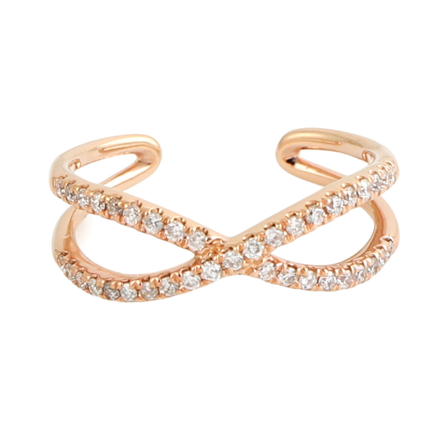 Artisan Women's White / Rose Gold Natural Diamond Designer Band Ring In Rose Gold