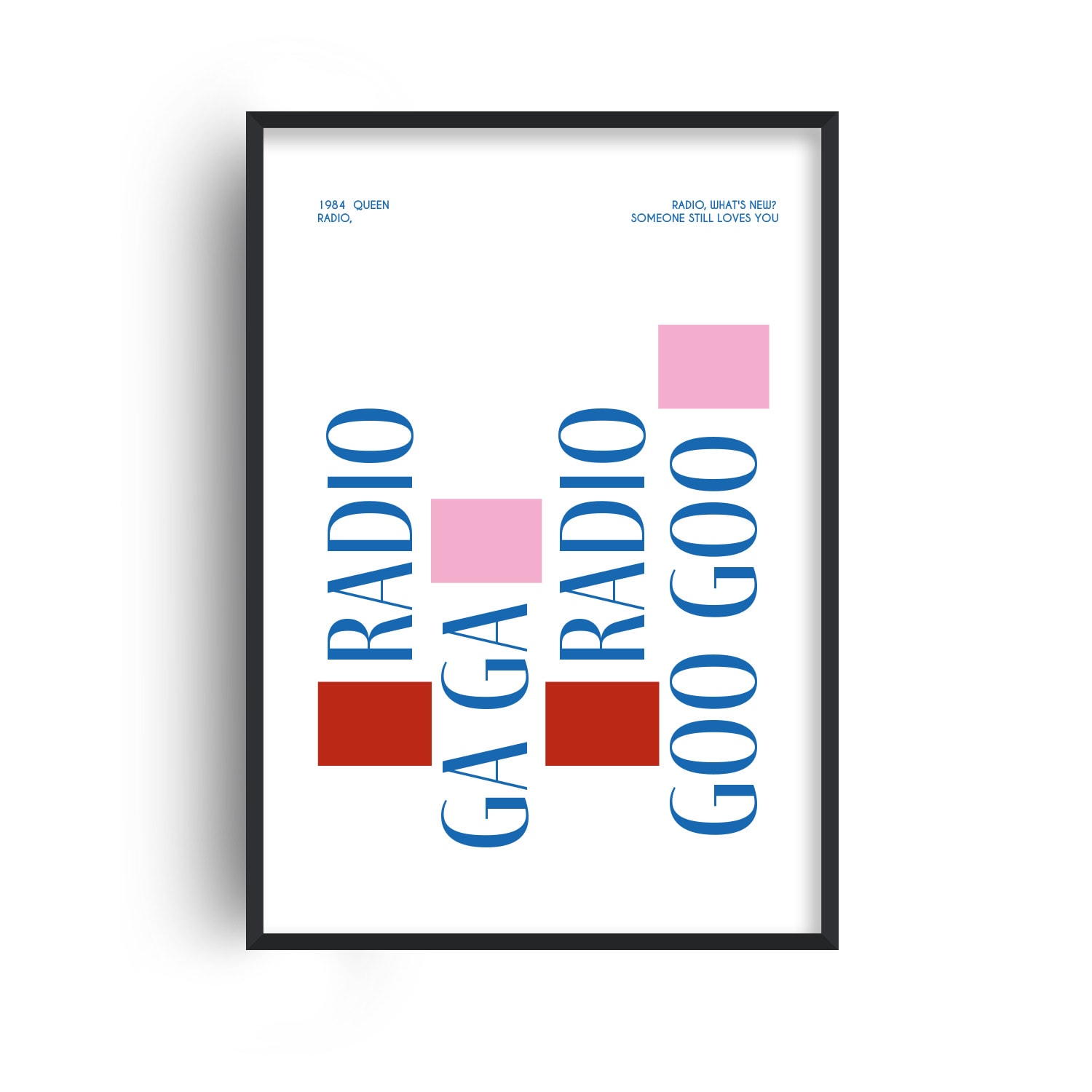 Blue / Red / Pink Radio Ga Ga Queen 1980S Inspired Retro Giclée Art Print A2 A2 420 X 594Mm Fanclub