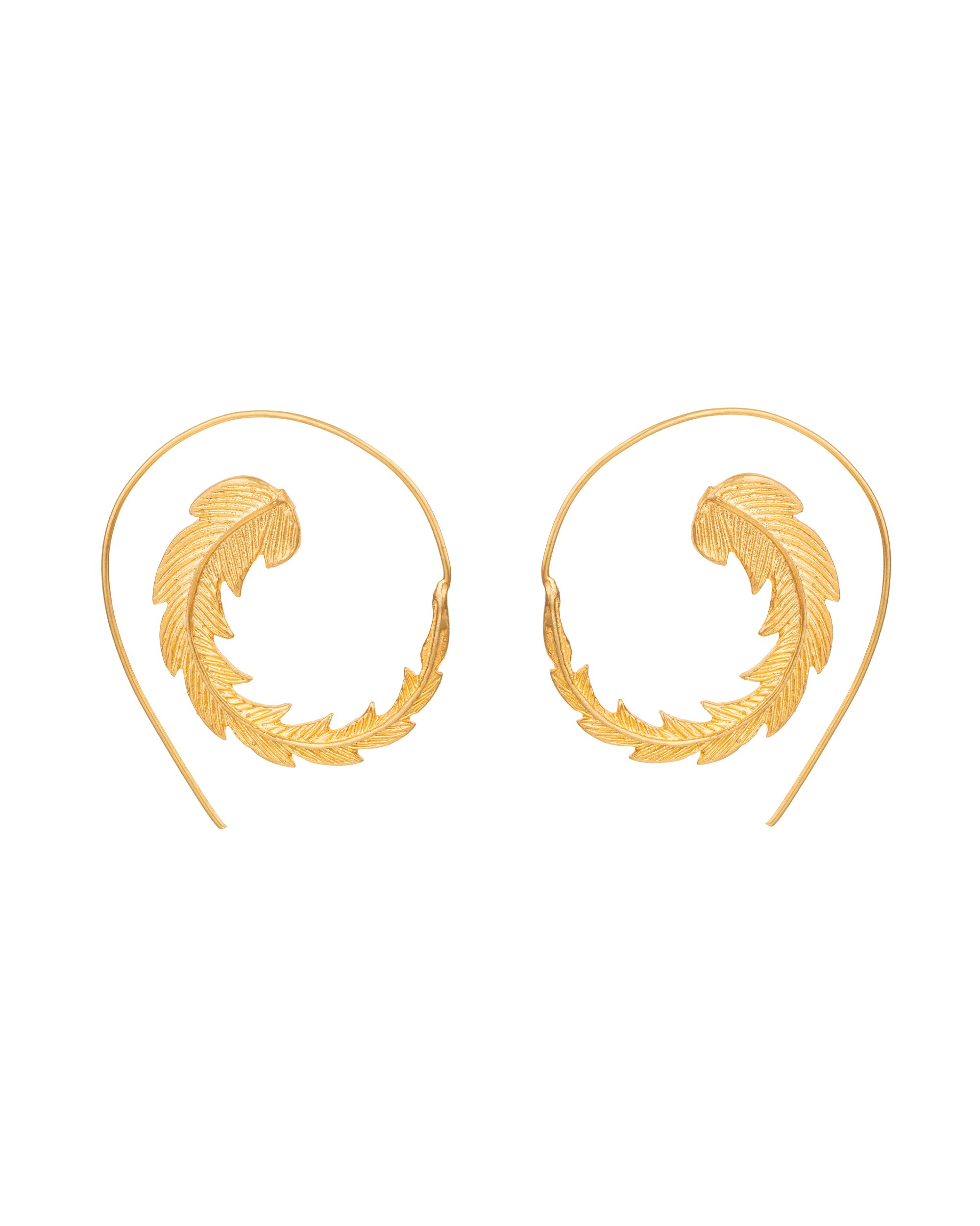 Women’s Gold Feather Hoop Earrings Pat’s Jewelry