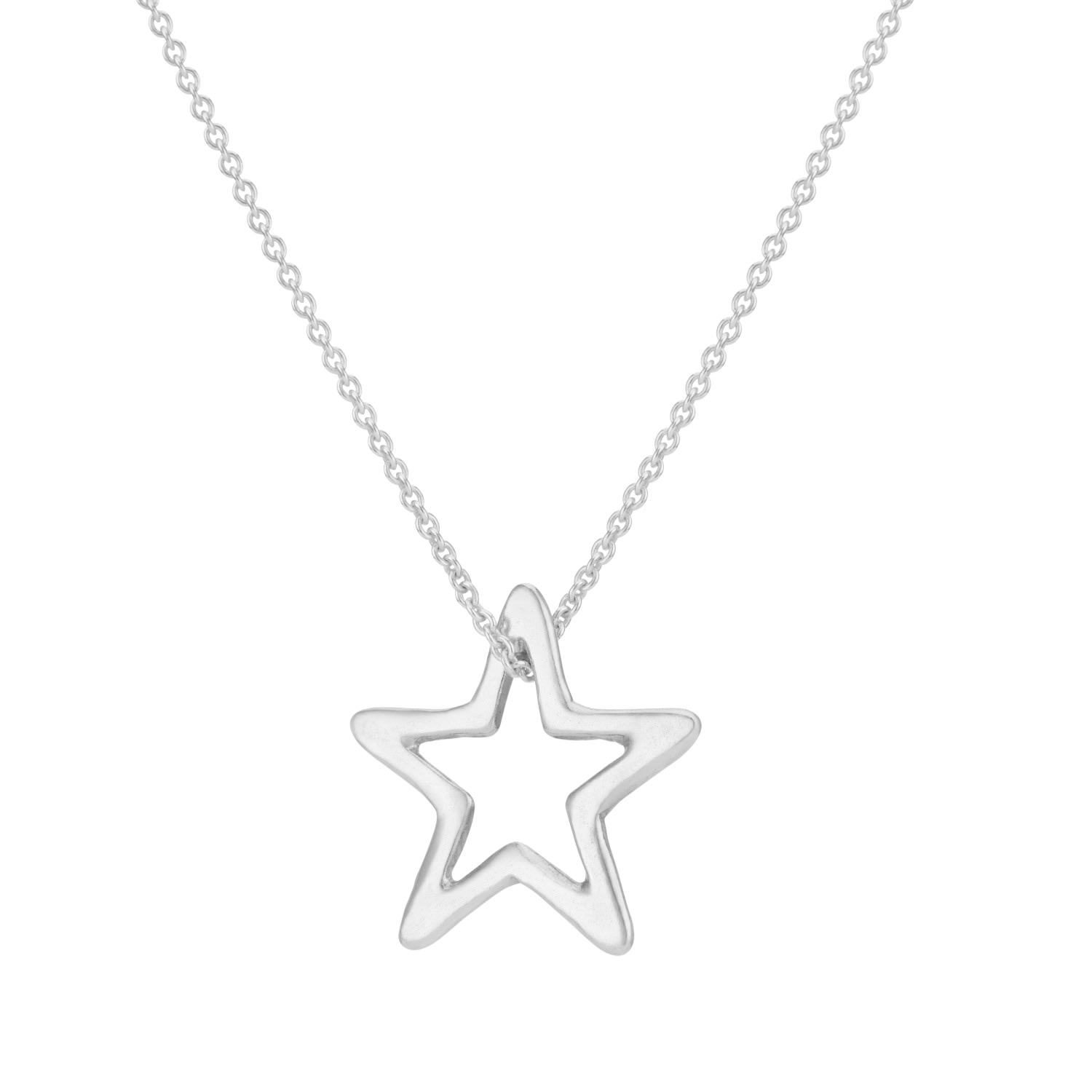 Posh Totty Designs Women's Sterling Silver Open Star Necklace In Metallic