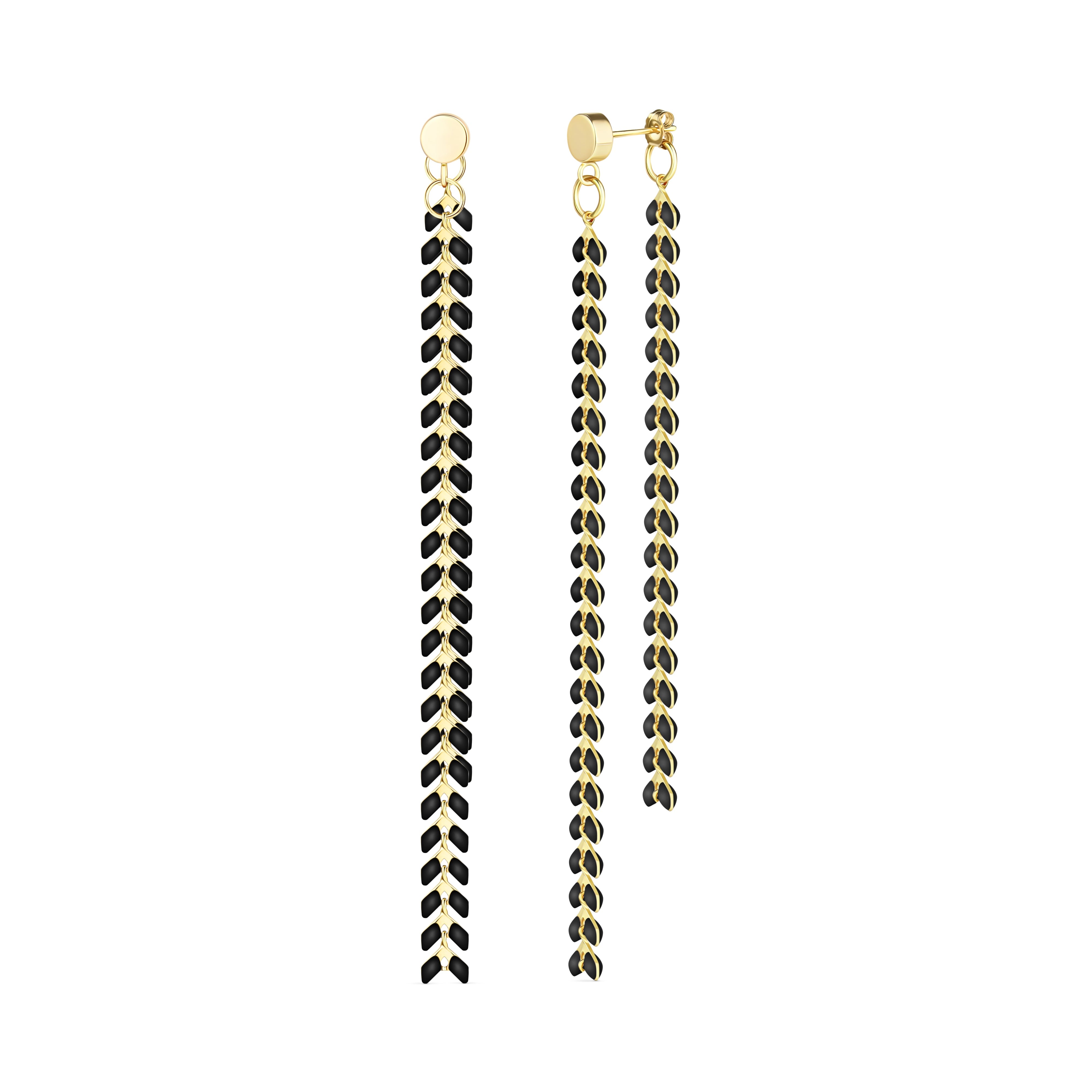 Rejected Hearts Club Women's Elegante Black Chevron Dangle Earrings In Black