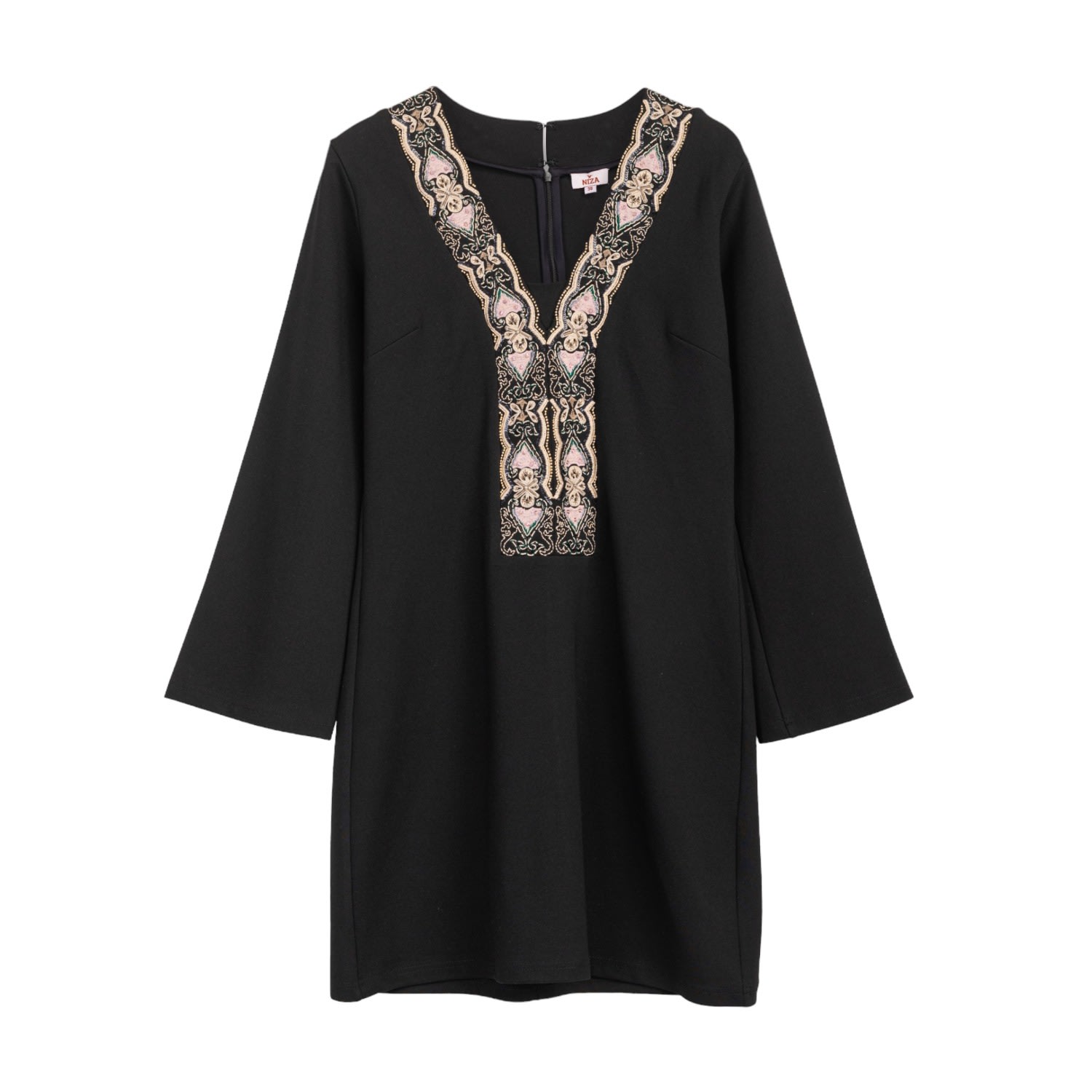 Niza Women's Emma Black Dress With Flared Sleeves In Black