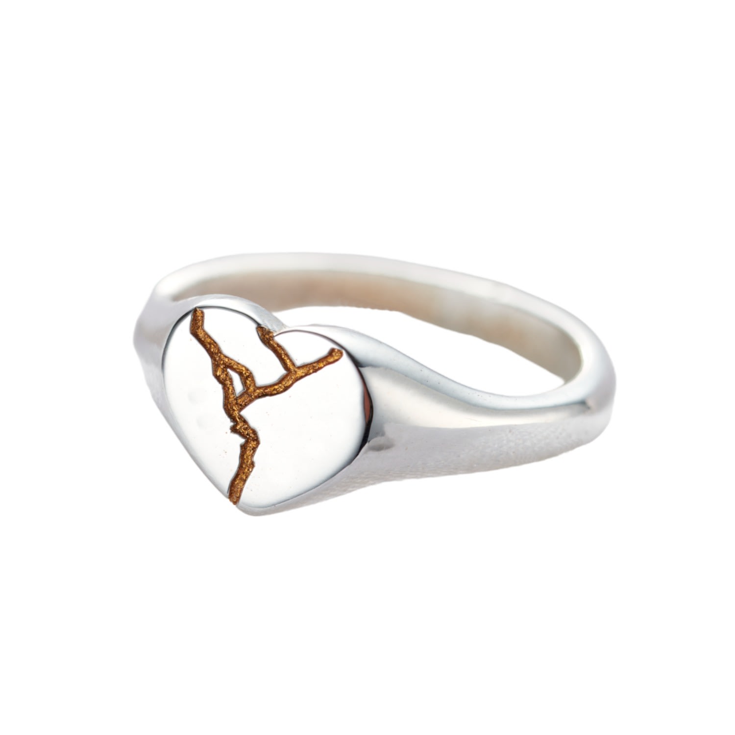 Posh Totty Designs Women's Sterling Silver Heart Kintsugi Signet Ring In White