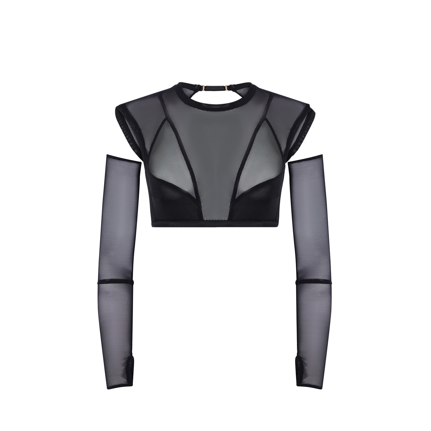 Vivi Leigh London Women's Black Mesh Bralette Crop Top With Gloves In Black