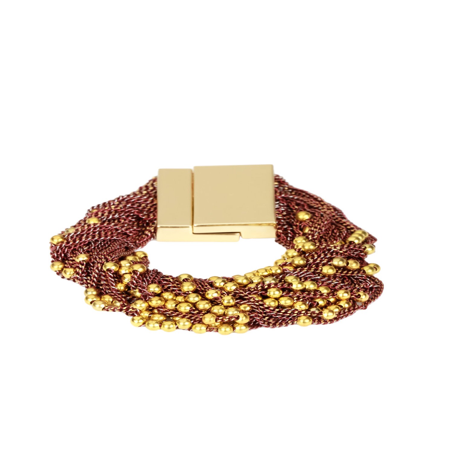 Saachi Women's Brown Beaded Chain Marsala Bracelet