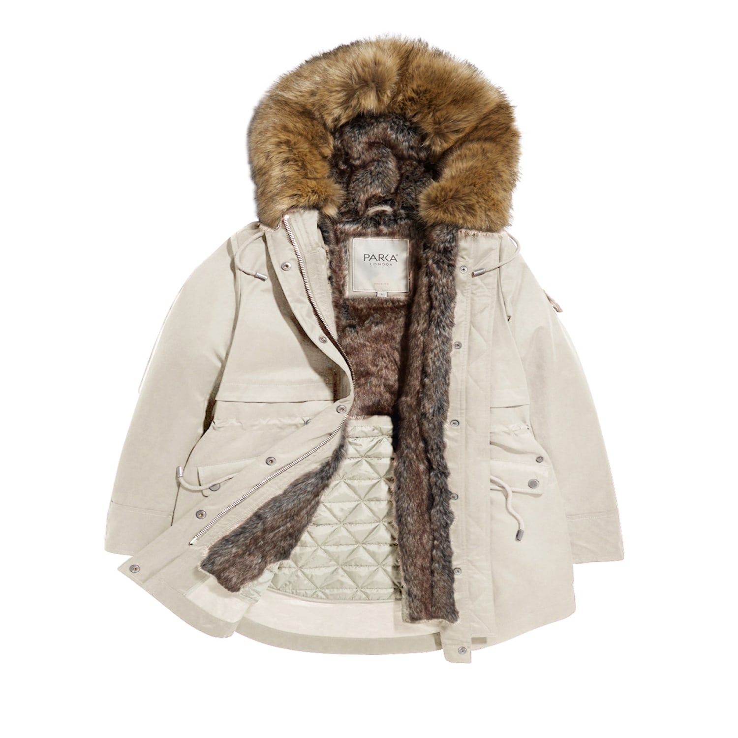 Women’s Neutrals Caversham Faux Fur Parka - Ivory Extra Small Parka London