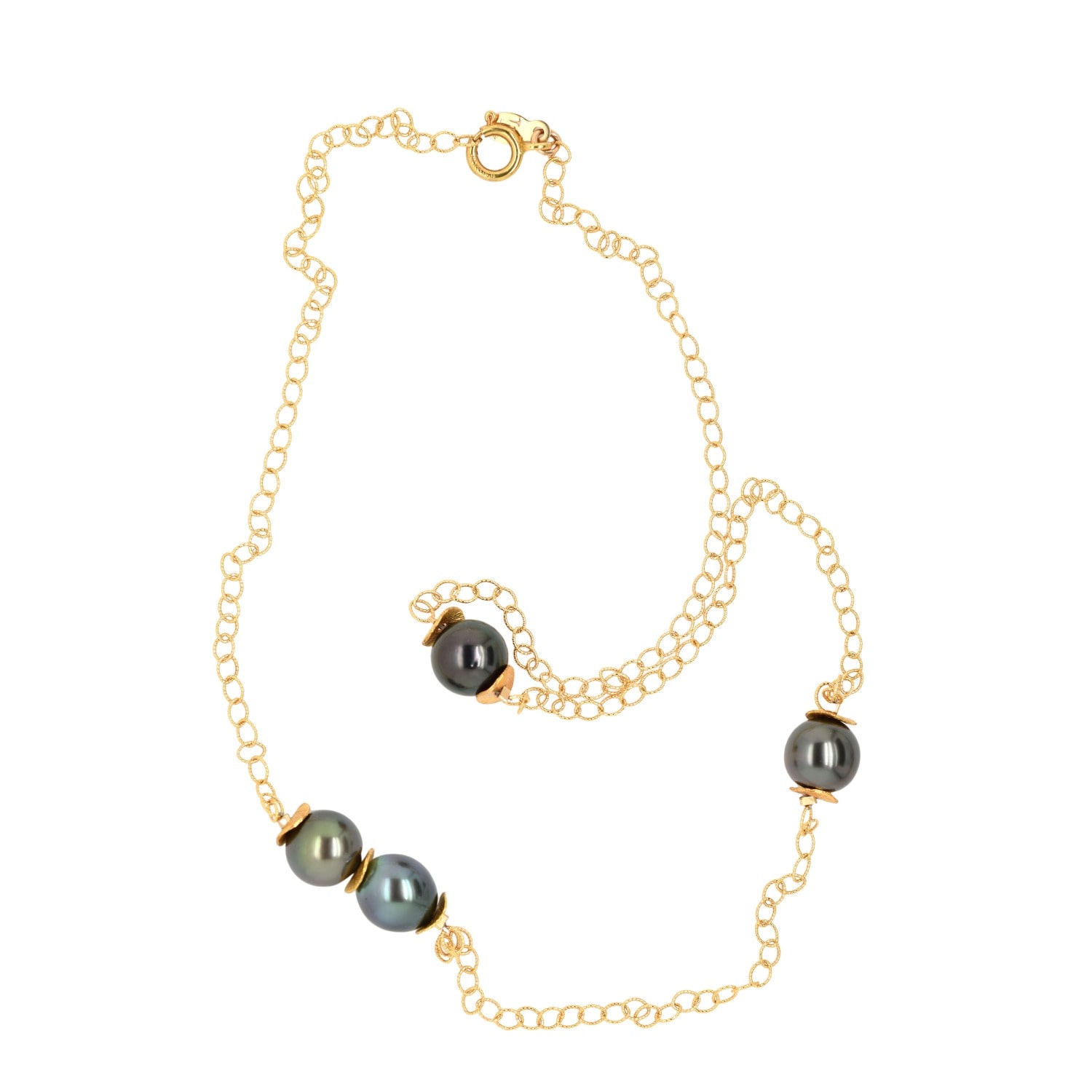 Lori Kaplan Design Women's Black / Gold Black Tahitian Pearl Chain Necklace
