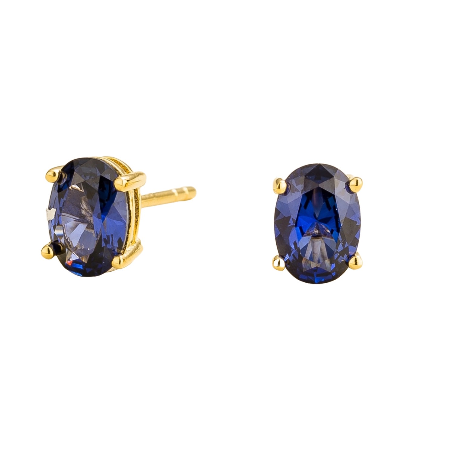 Juvetti Women's Blue / Gold Ovo Gold Earrings Set With Blue Sapphire In Multi