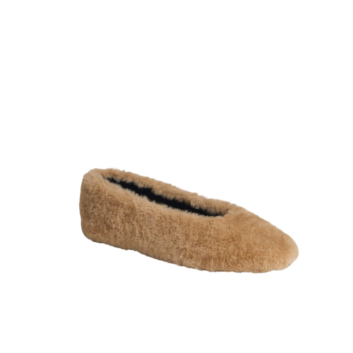 Selena Selena Women's Neutrals The Cuddler Ballet In Natural Faux Fur In Brown