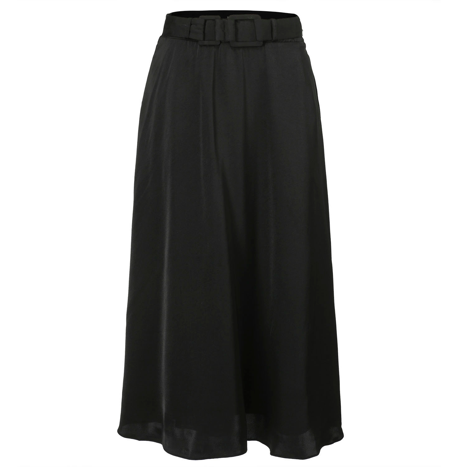 Smart And Joy Women's Wide Belt Flared Skirt -black In Black