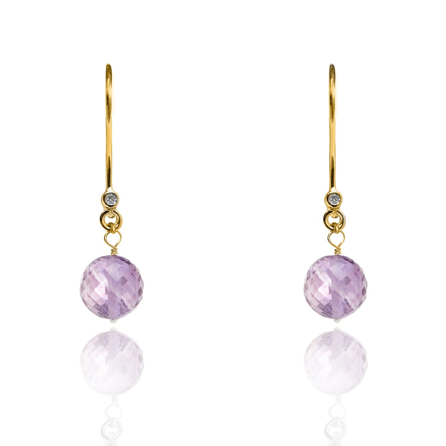 Women’s Pink / Purple Amethyst Drop Earrings February Birthstone Kaizarin