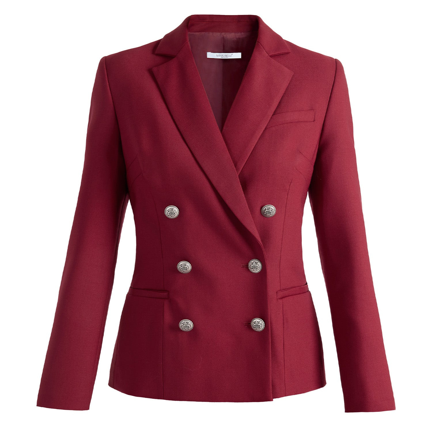 Women's Red Quinn Double Breasted Jacket In Lightweight Virgin Wool Stretch | Extra Small | Santorelli
