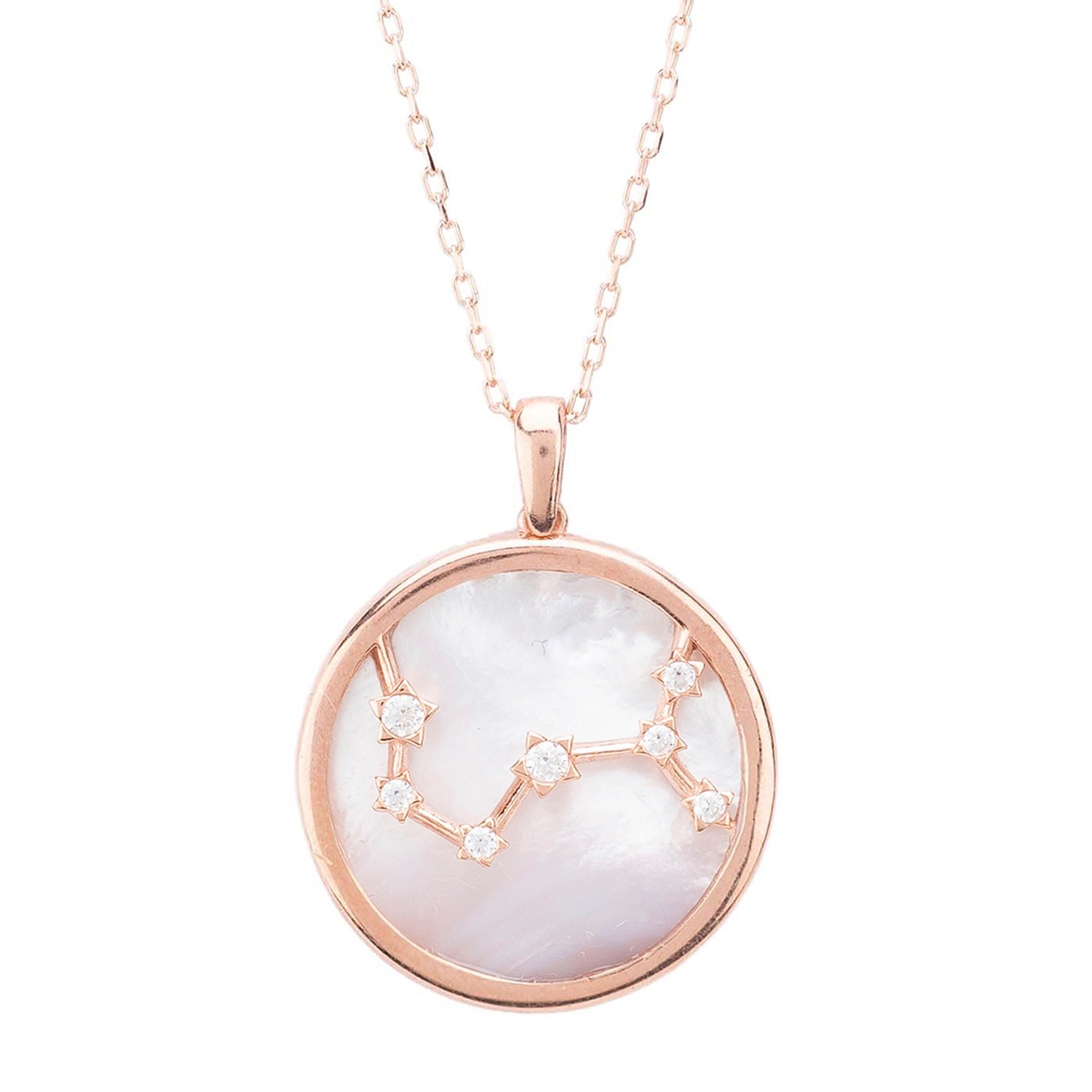 Women’s Rose Gold / White Zodiac Mother Of Pearl Gemstone Star Constellation Pendant Necklace - Scorpio Latelita