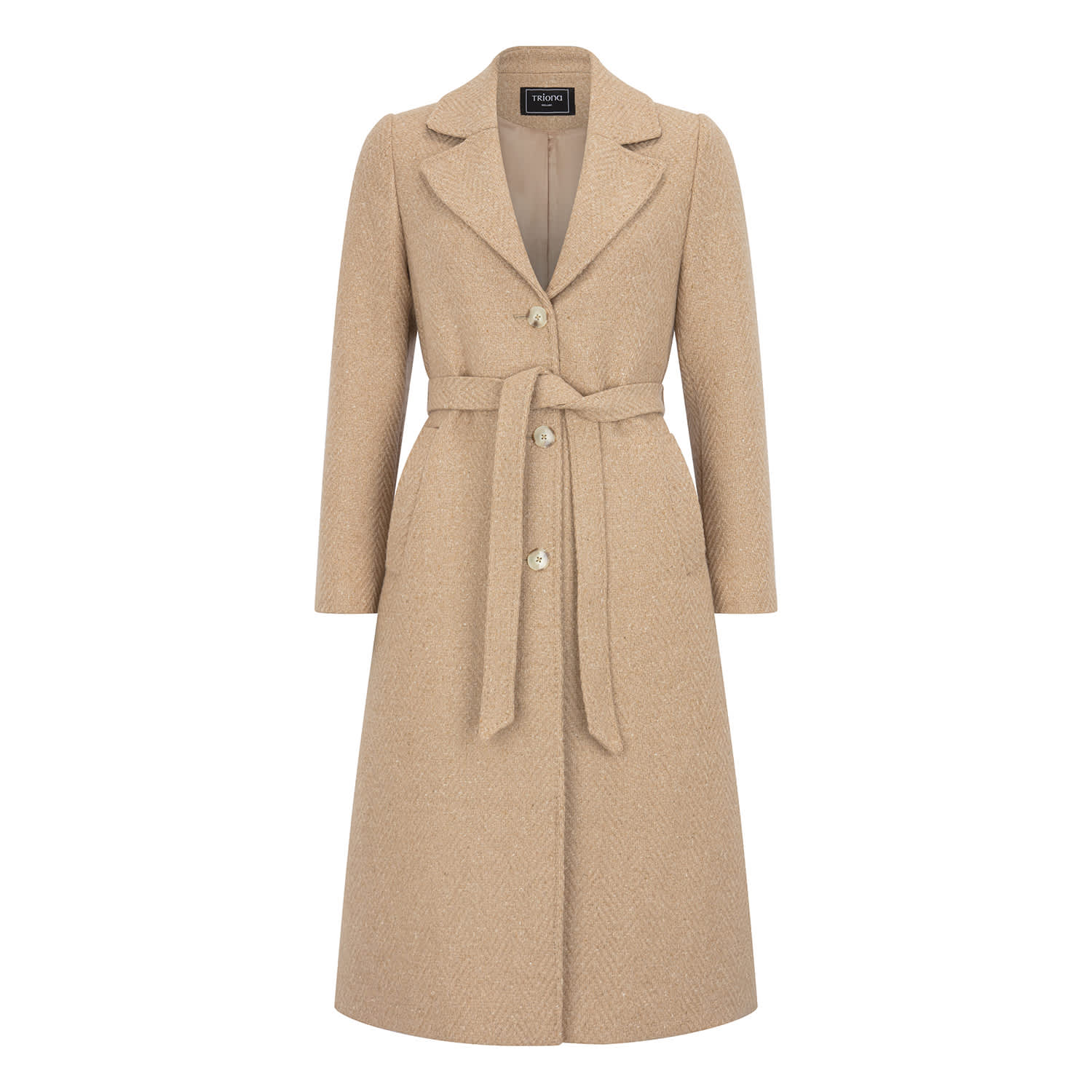 Belt Women's Wool Camel Coat Belted Camel Pure Wool Wrap Coat