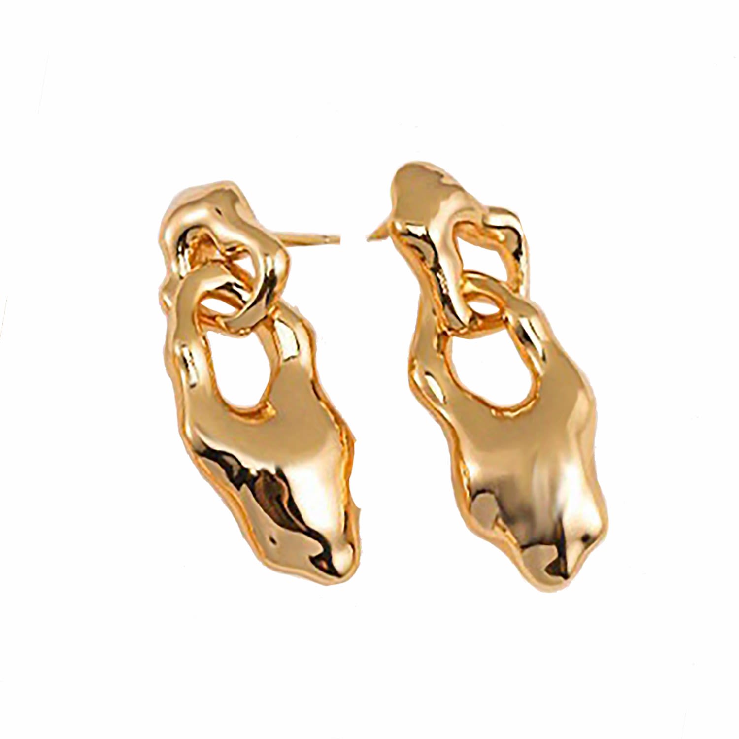 Women’s Gold Flowing Lava Shaped 925 Silver Earrings Ms. Donna