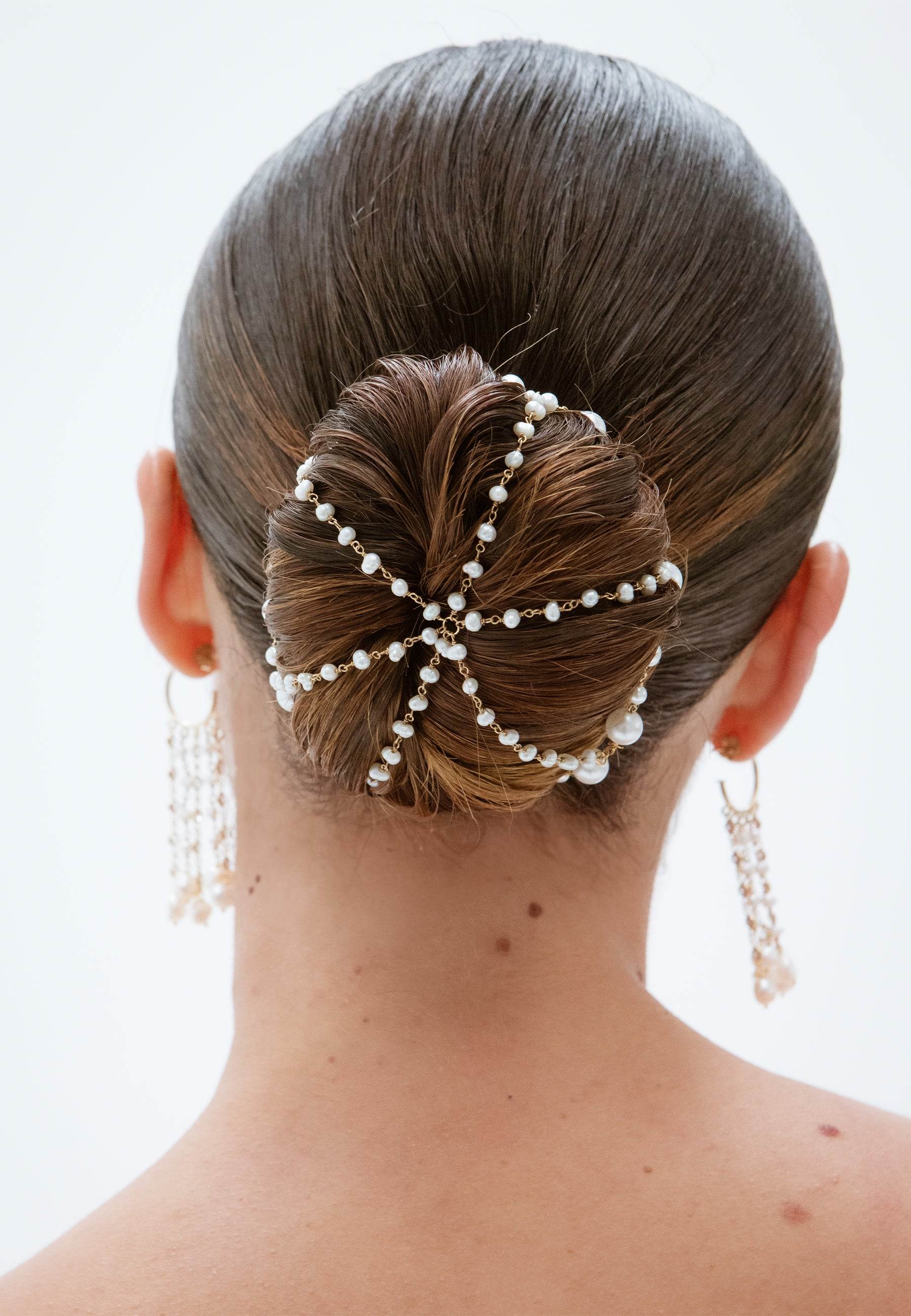 Women's White Vega Bridal Bun Cover | Lavani Jewels