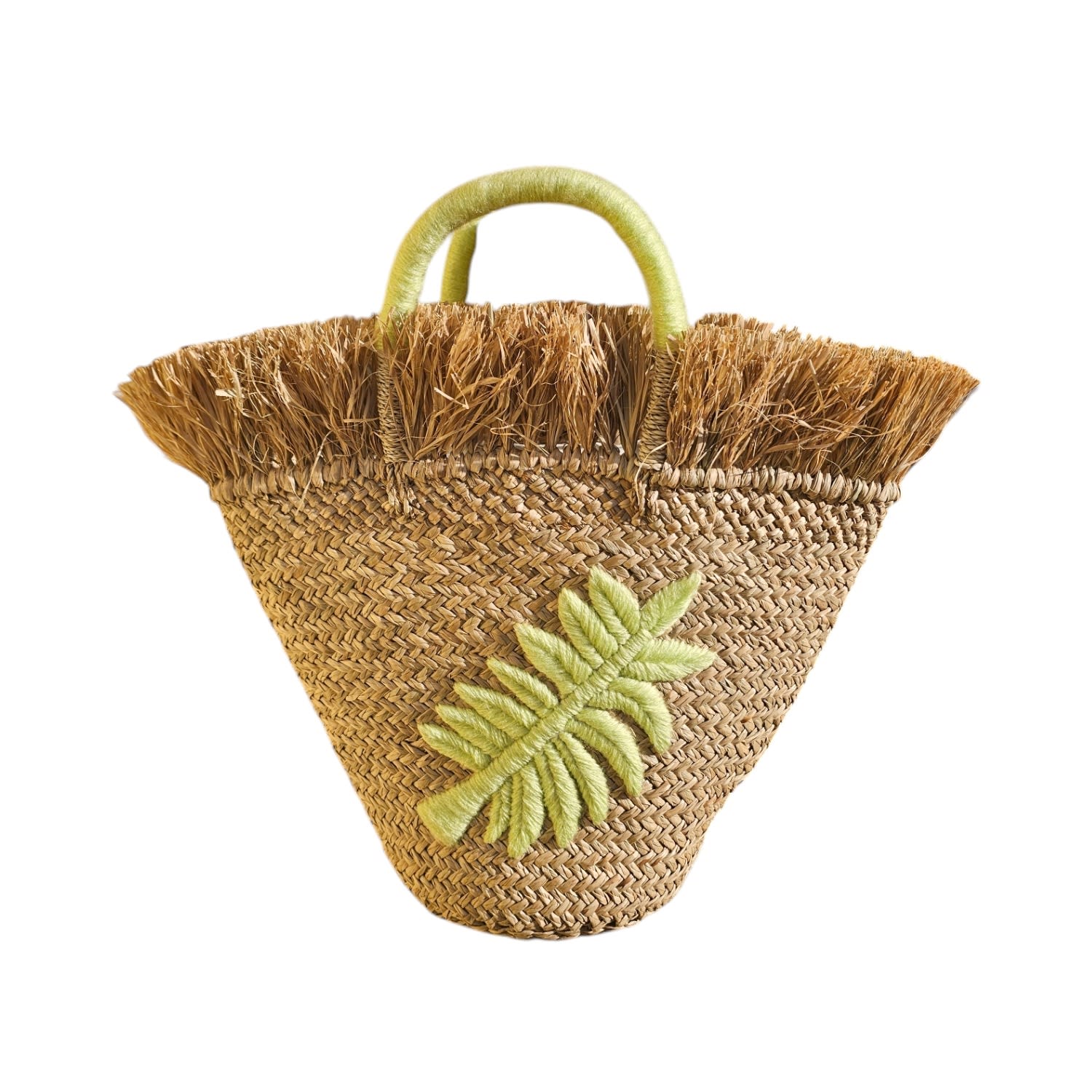 Ohsun Women's Green / Neutrals Lush Straw Fringe Mini Tote - Pear