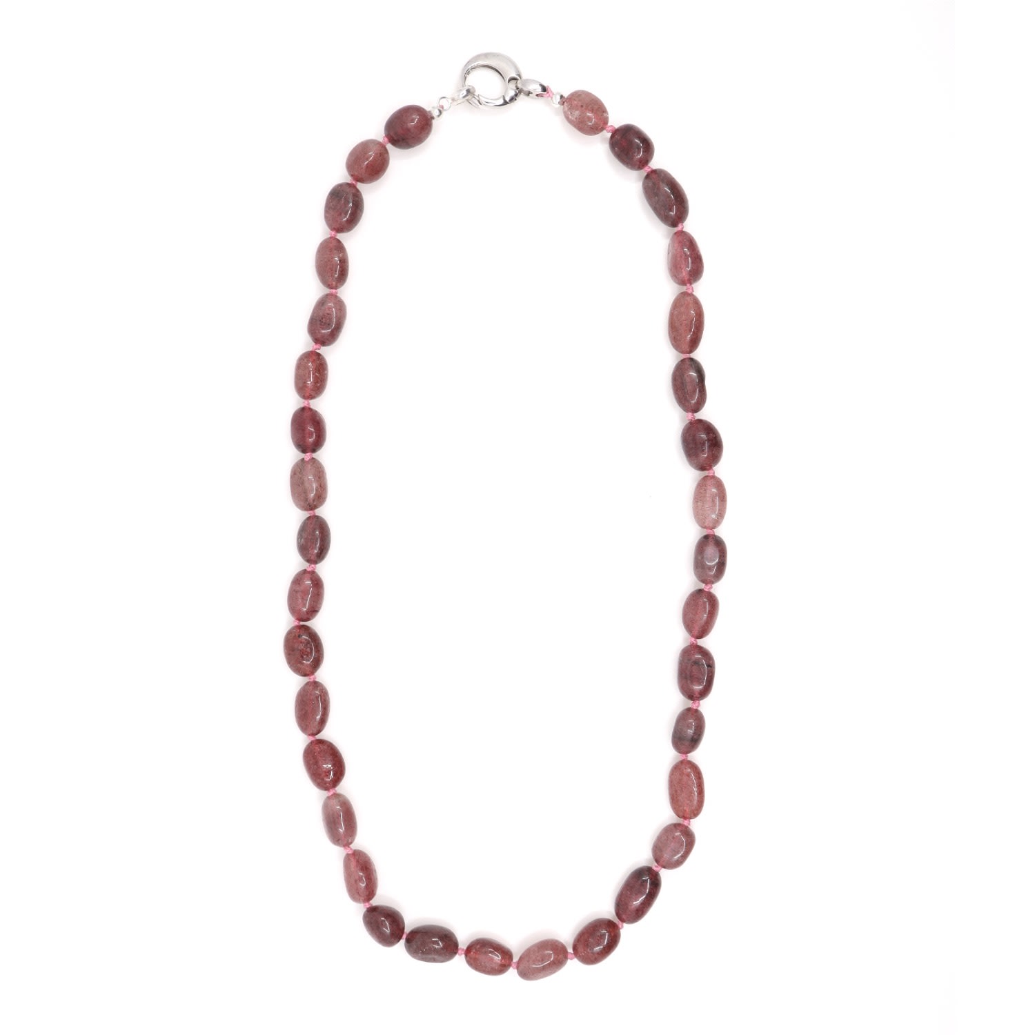 Women’s Pink / Purple / Silver Strawberry Quartz Beaded Necklace Shar Oke