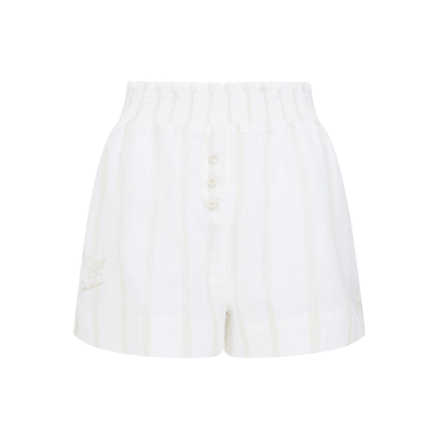 Peachaus Women's Neutrals Lomandra Cotton Pyjama Shorts - Summer Sand Beige In White