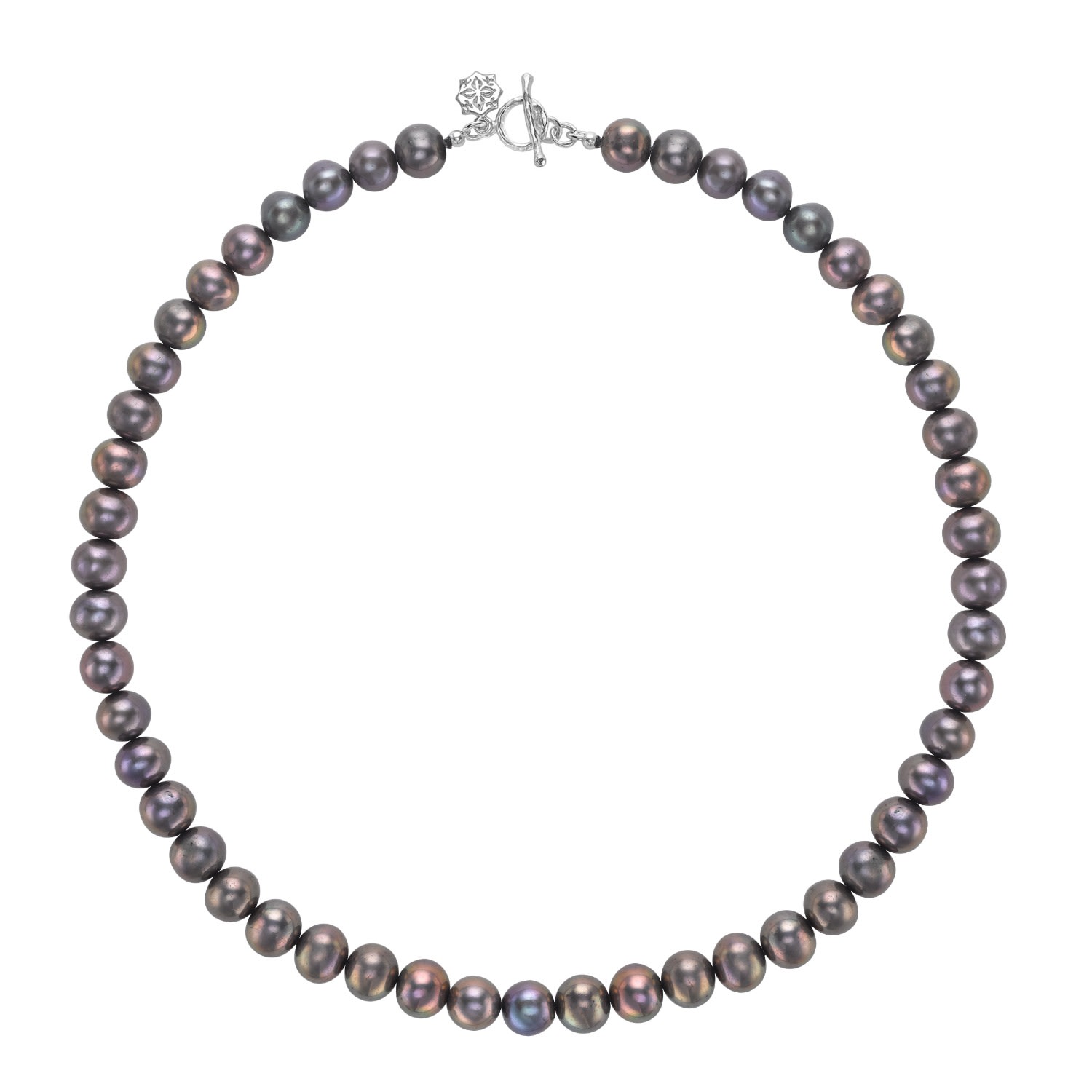 Pink / Purple Mens Sterling Silver Peacock Freshwater Pearl Necklace Dower & Hall