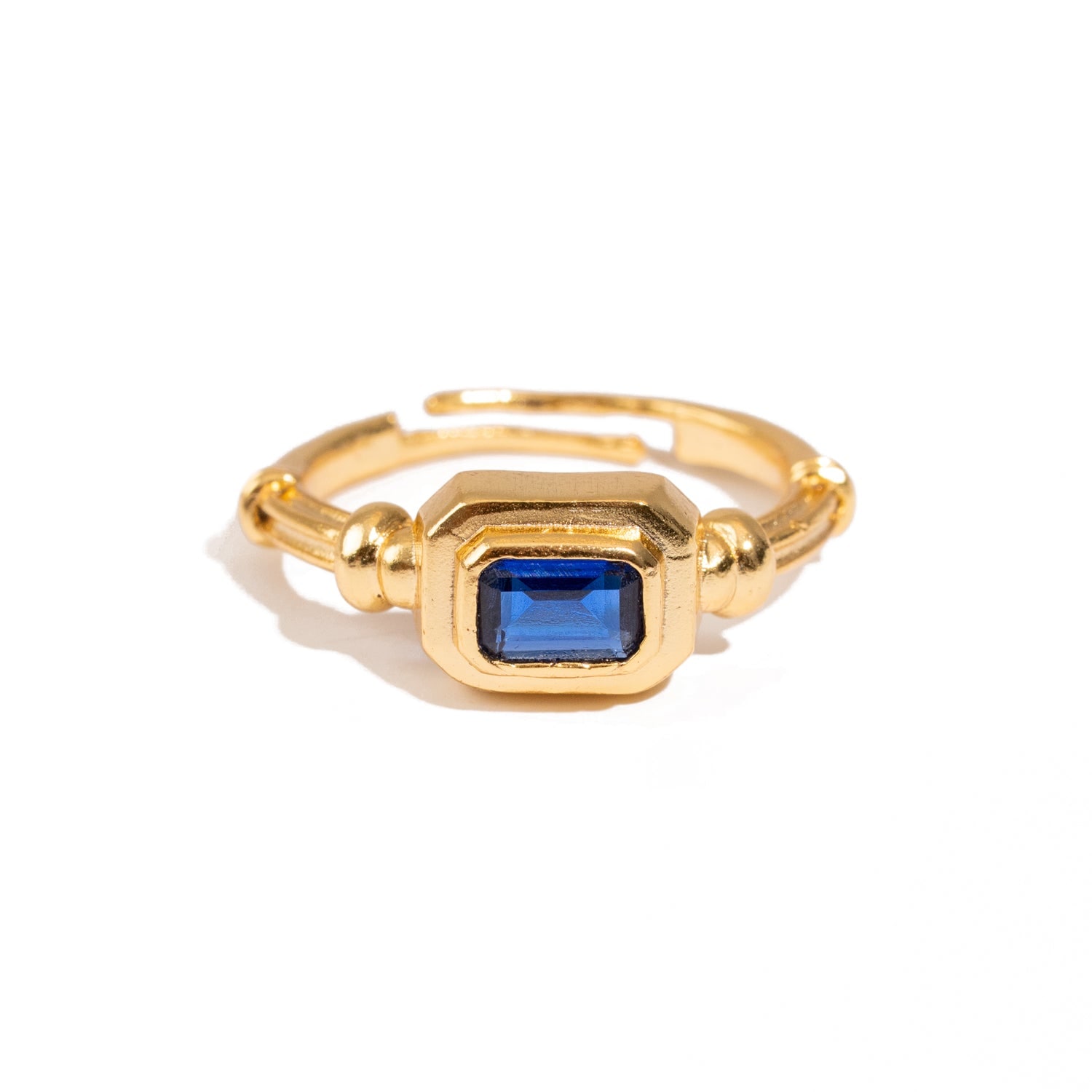Ebru Jewelry Women's Gold / Blue Sapphire Spark Minimalist Gold Adjustable Ring - Blue In Blue
