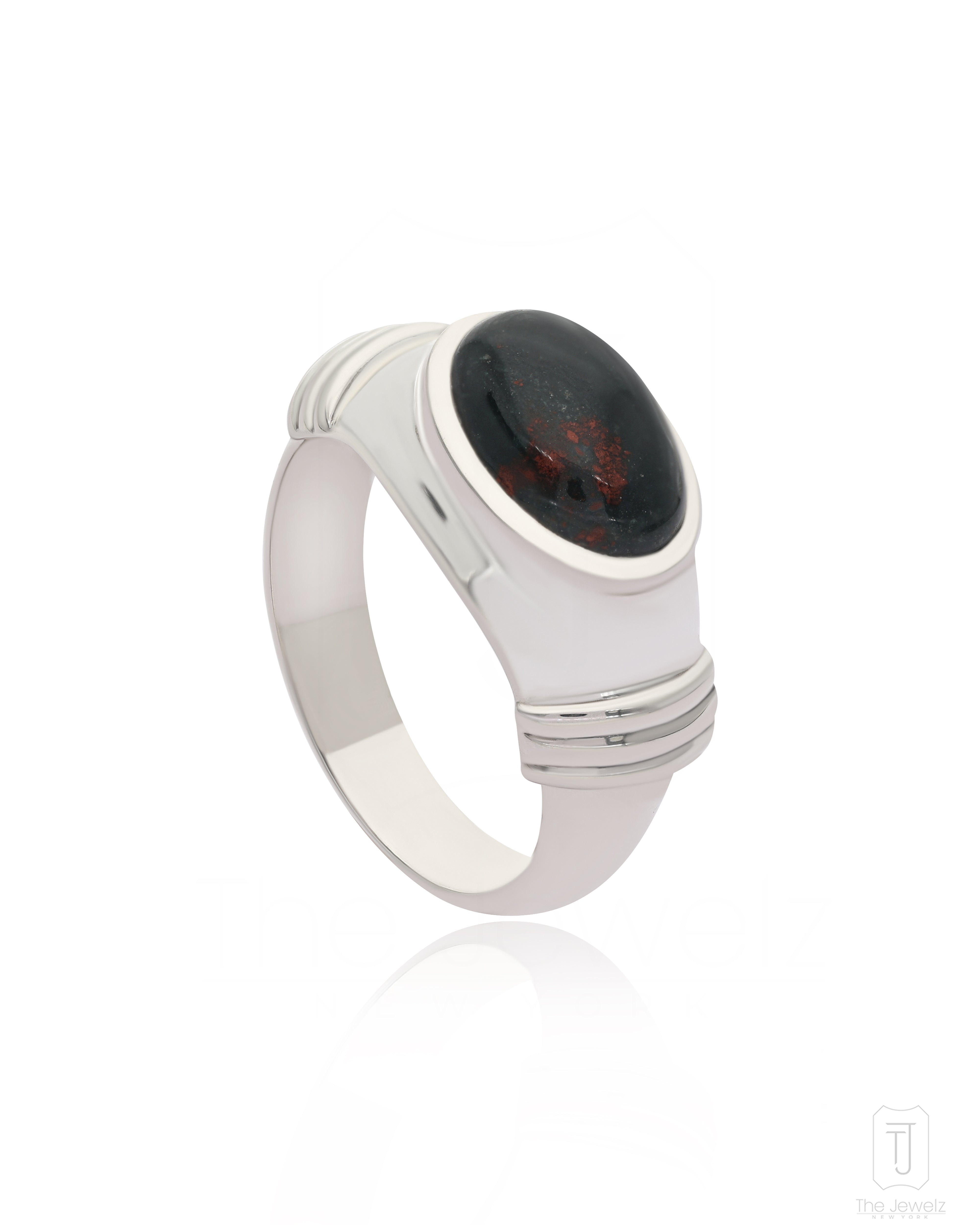 The Jewelz Men's Bloodstone Signet Silver Band Ring Gifting For Father's Day