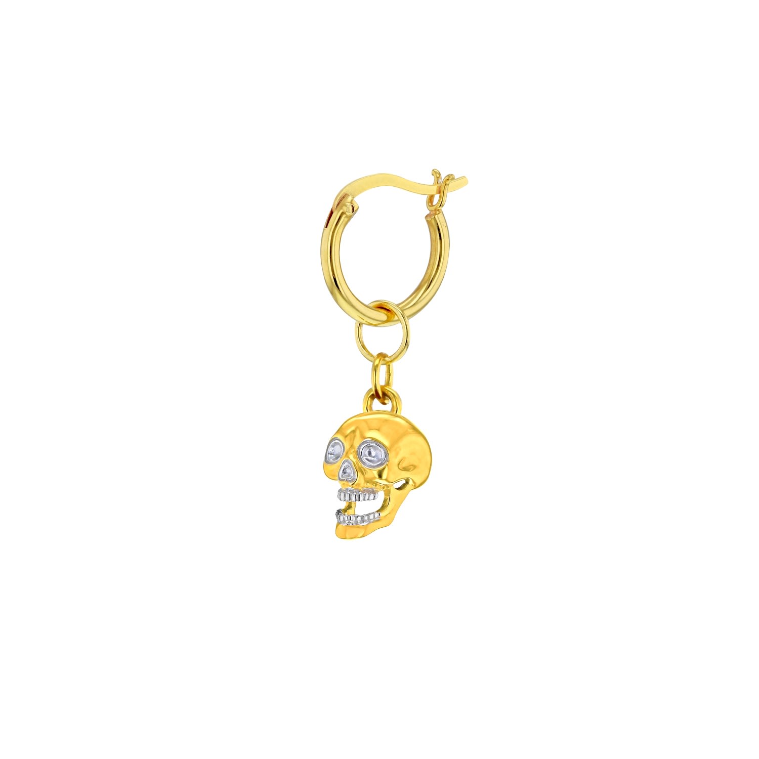 True Rocks Men's Gold / Silver 2 Tone Gold & Silver Skull Charm Hung On Gold Hoop - Gold In Gold