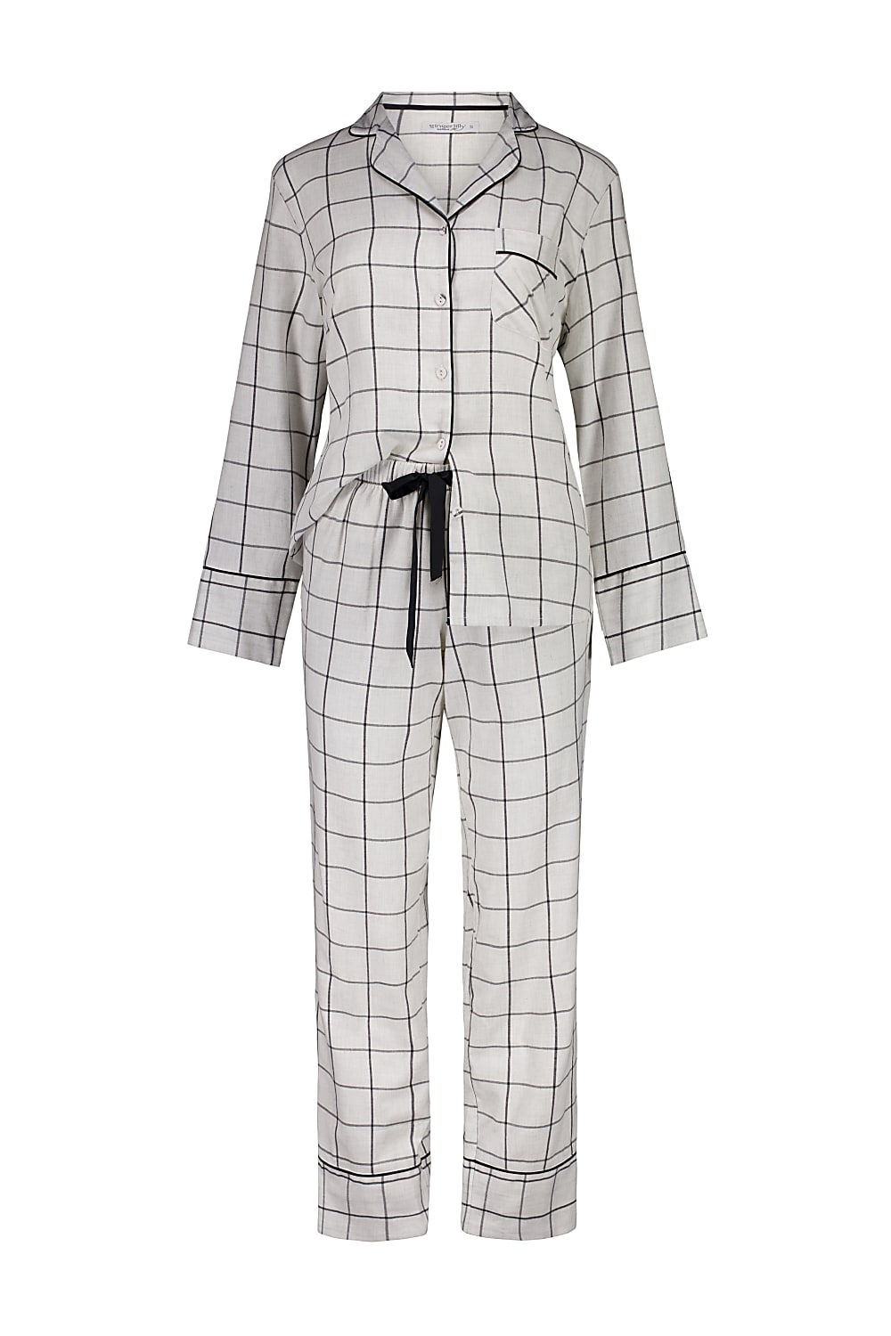 Women’s Neutrals Beyonce Ivory Check Cotton Set Small Gingerlilly Sleepwear