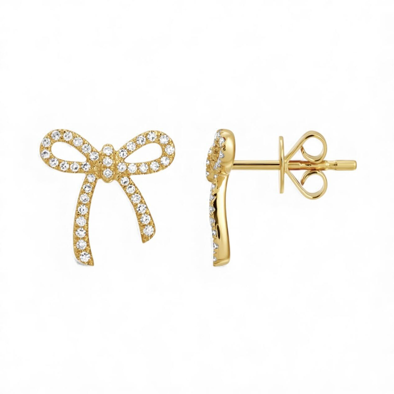 Neshi Designs Women's Yellow Diamond Bow Stud Earrings In Gold