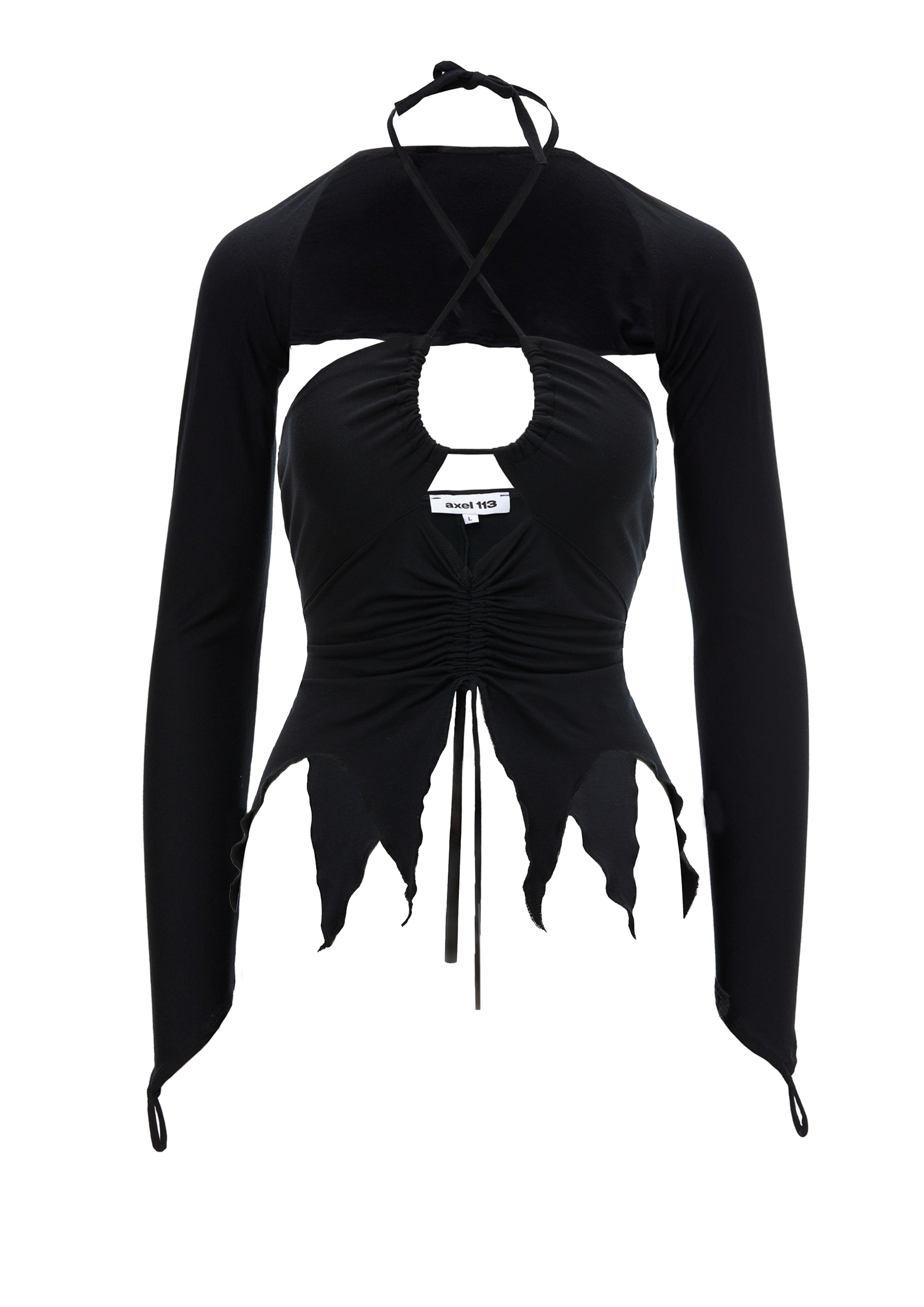 Women’s Butterfly Wings Asymmetric Black Jersey Top Large Axel 113