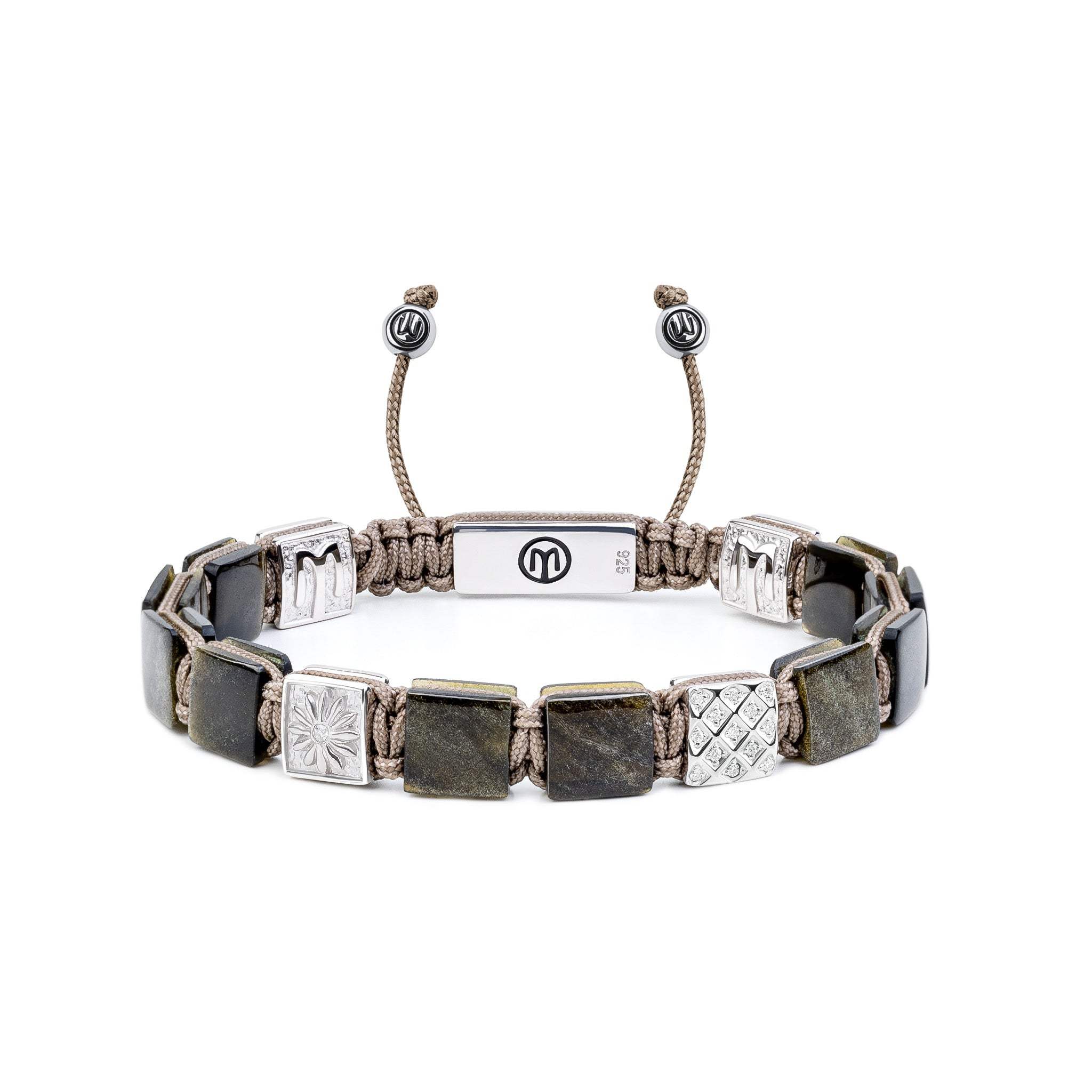 Mahigan Women's Brown / Silver Macrame Bracelet With Golden Obsidian In Silver