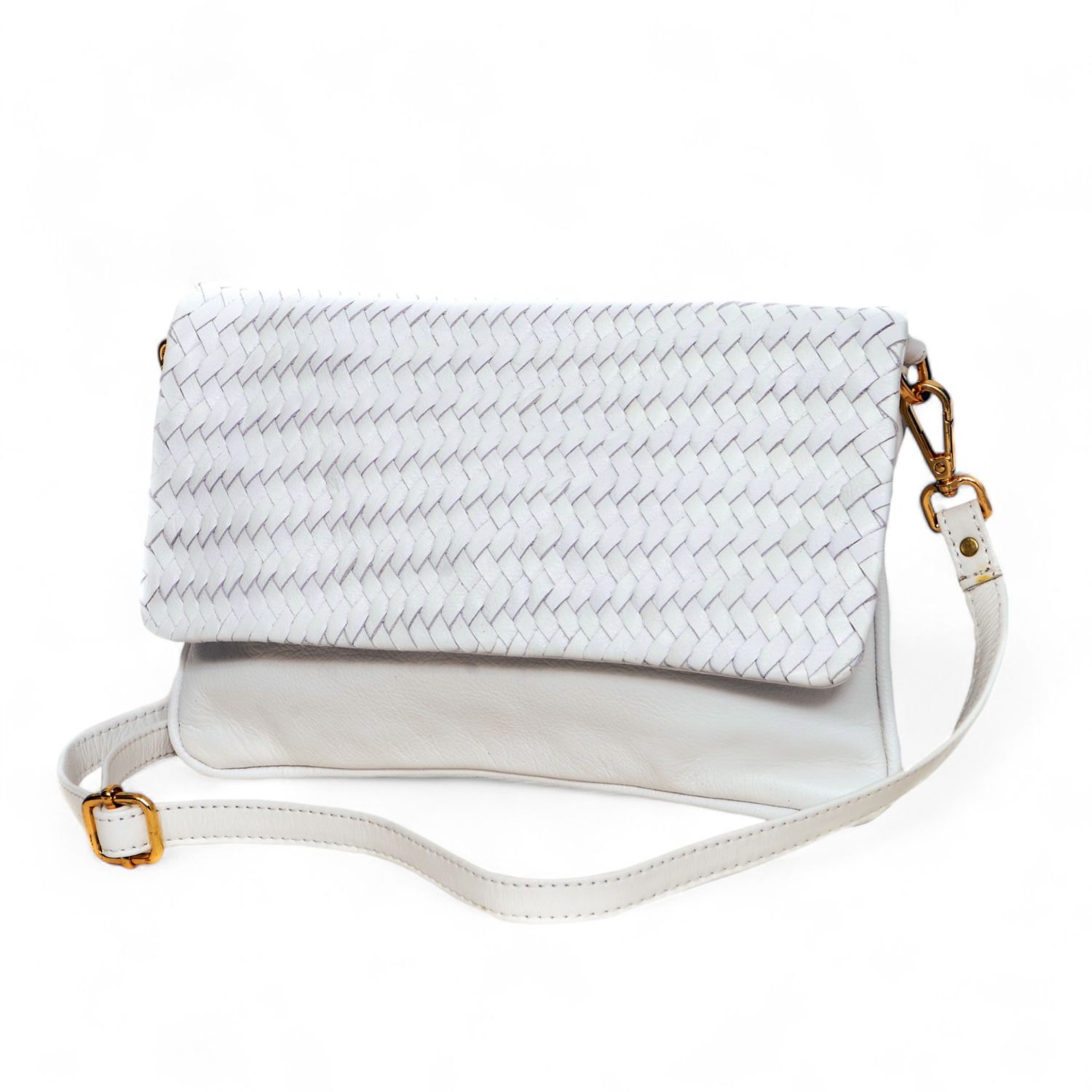 Hides Leather Co. Women's White Travel Charm Bag, Wristlet & Crossbody Leather Bag With Italian Hardware