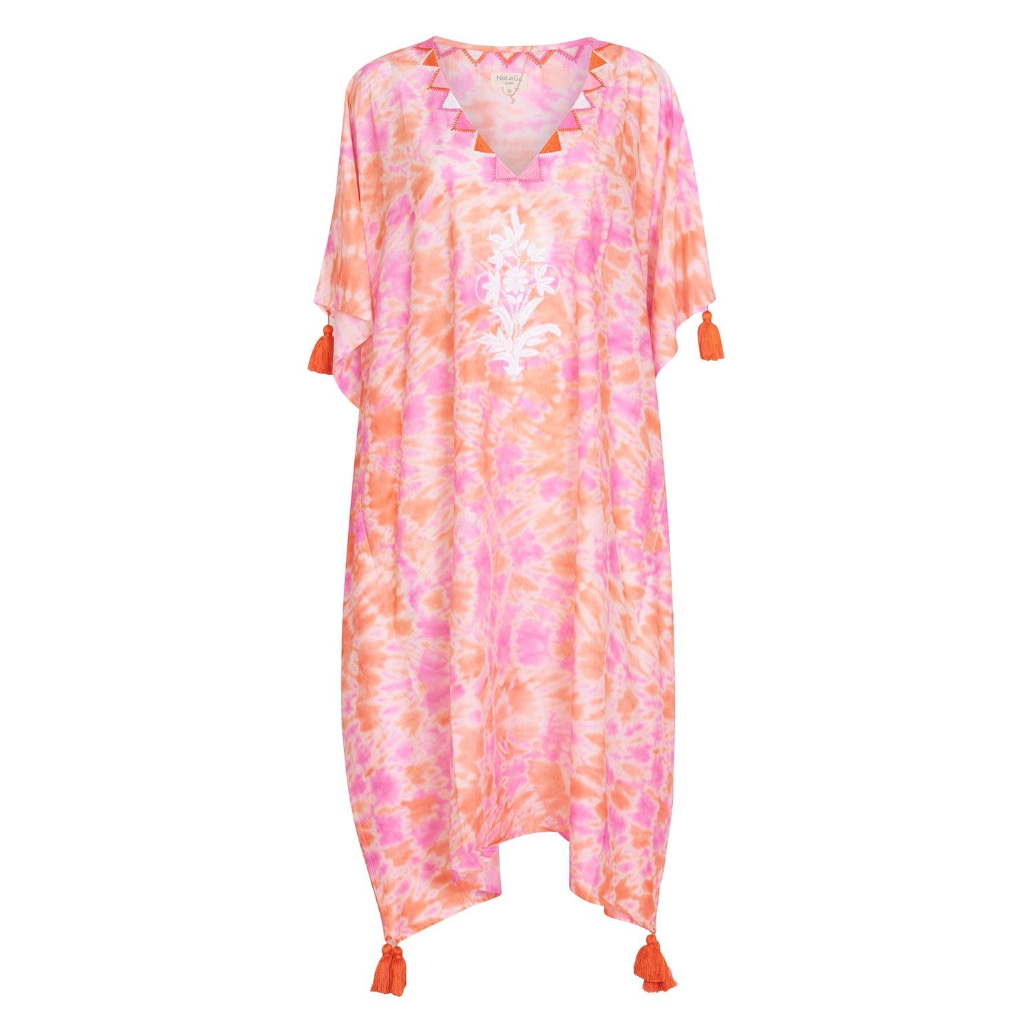 Nologo-chic Women's Pink / Purple Felicity Embroidered Kaftan Cotton Cambric Pink In Pink/purple