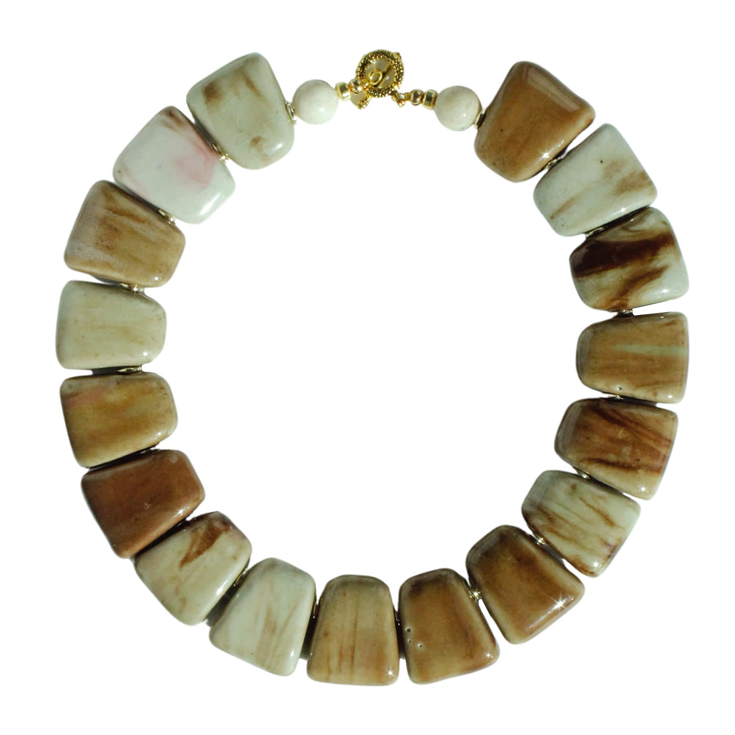 Edgar Navarro Jewelry Women's Brown / Neutrals Navarro Sand Trapezoid Ceramic Statement Necklace In Multi