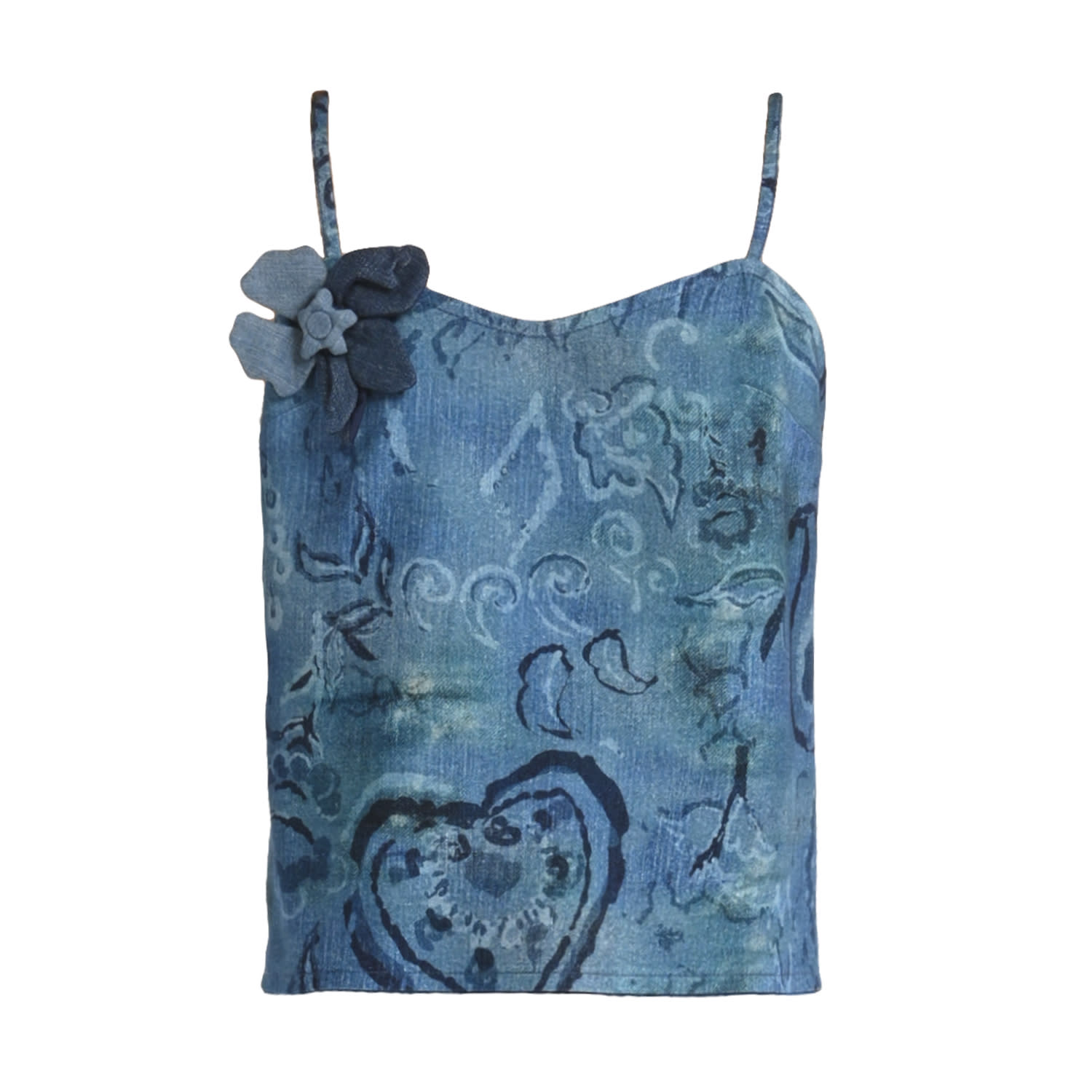 Lalipop Design Women's Blue Floral Appliqué Camisole Top