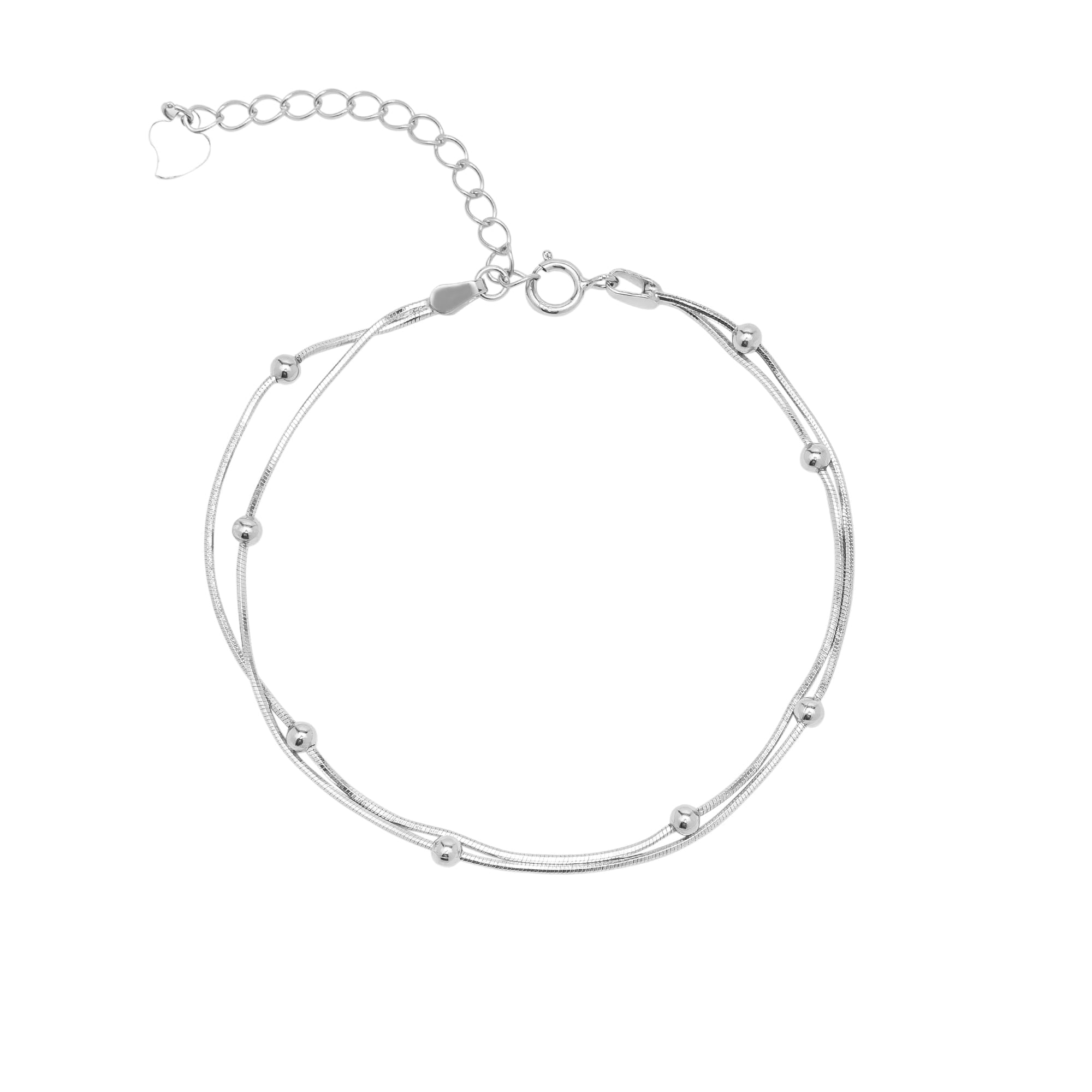 Spero London Women's Italian Fine Sterling Silver Double Satellite Chain Bracelet - Silver