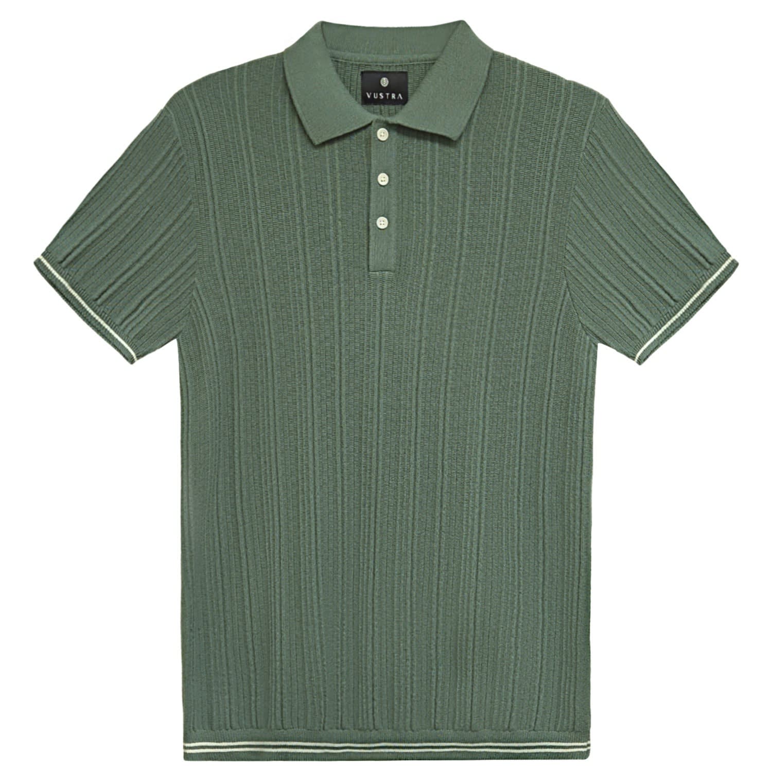Vustra Textured Knit Polo In Green