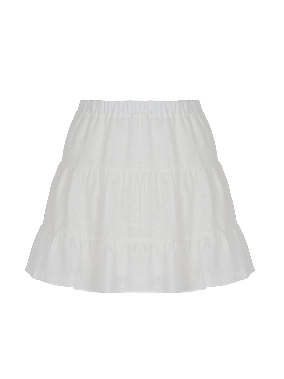 Shop Nocturne Women's White Ecru Tiered Mini Linen Skirt