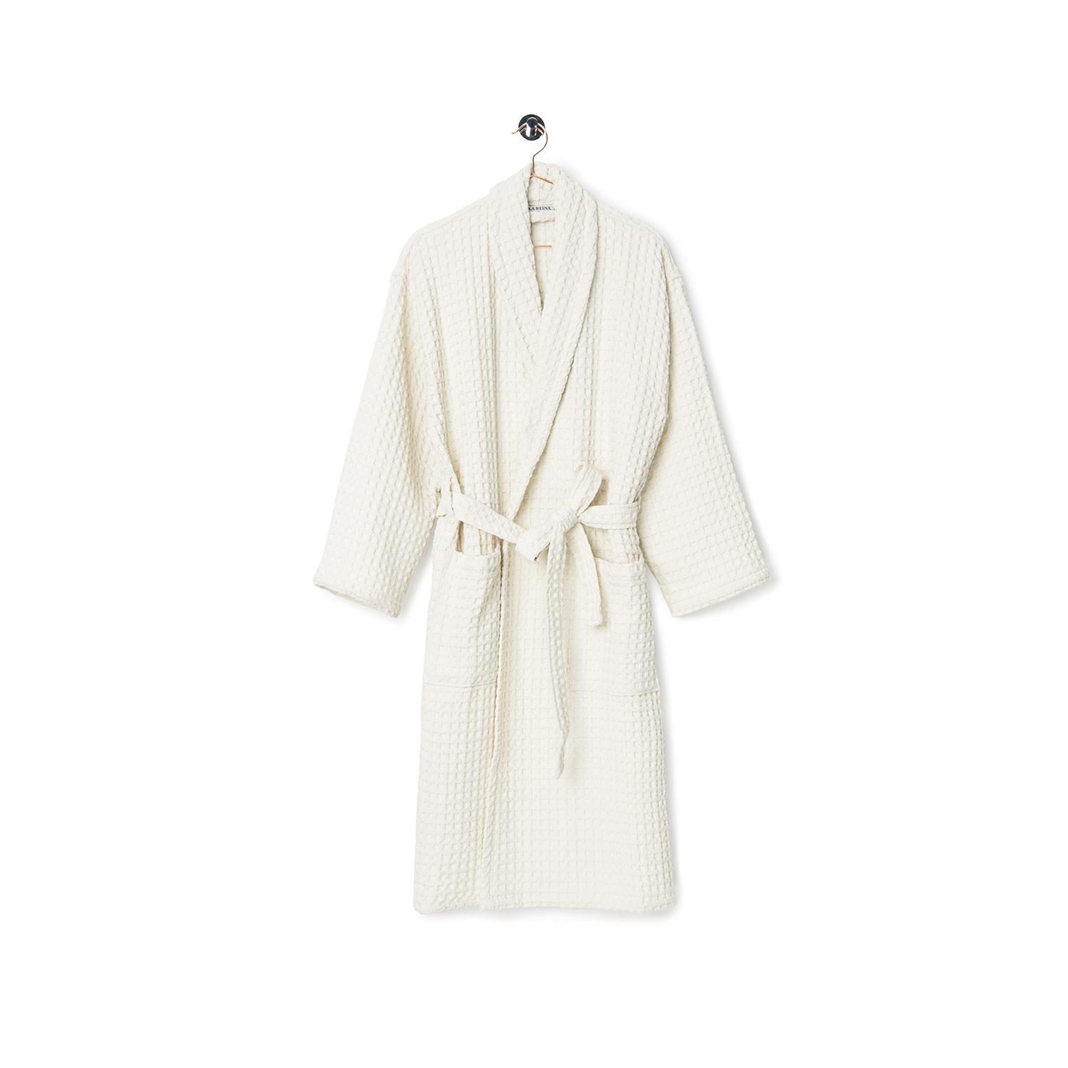 La Reina Neutrals Waffle Bathrobe Ivory