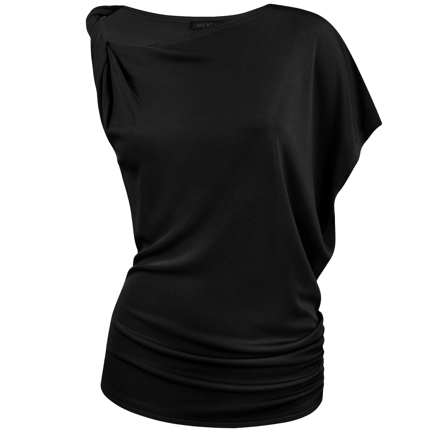 Women’s Loose Cannon Black Rib Twisted Shoulder Top Extra Small Me & Thee