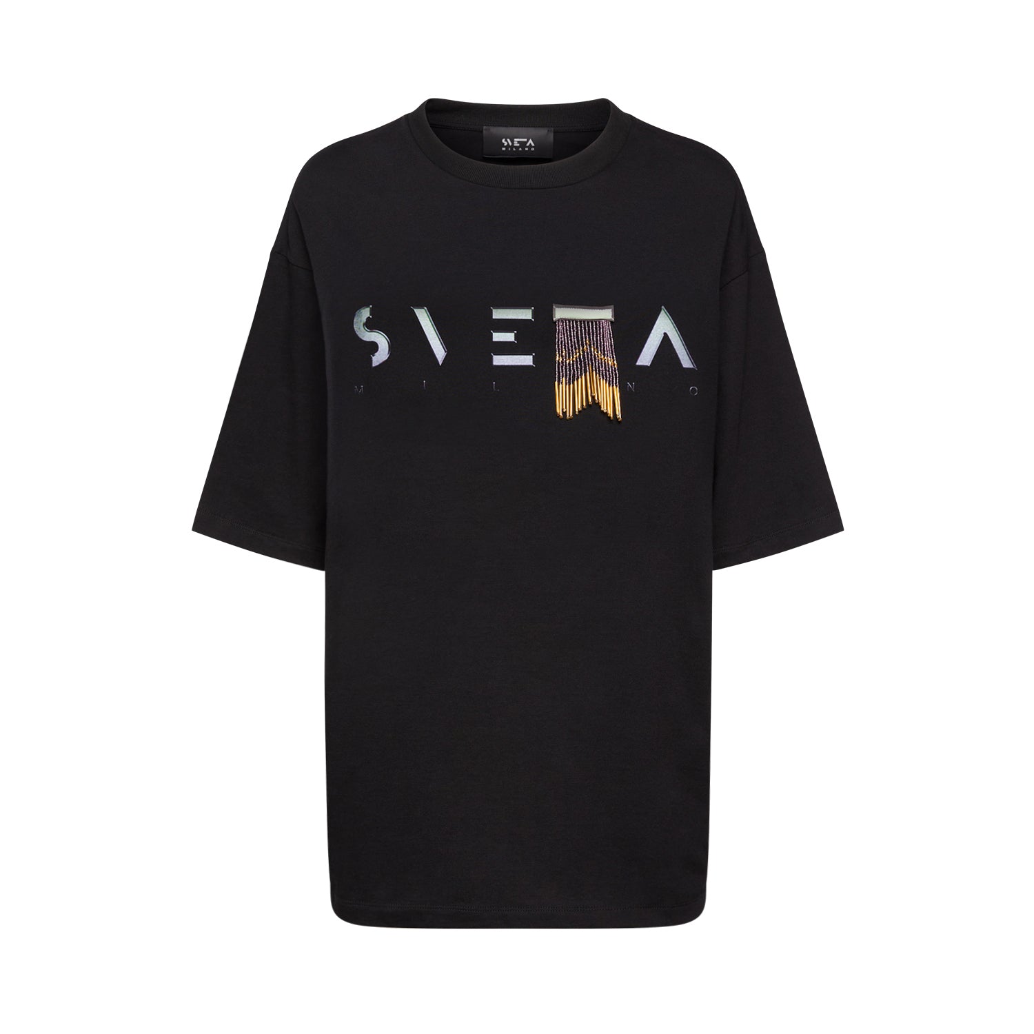 Women’s Black Eva Cotton T-Shirt One Size Sveta Milano